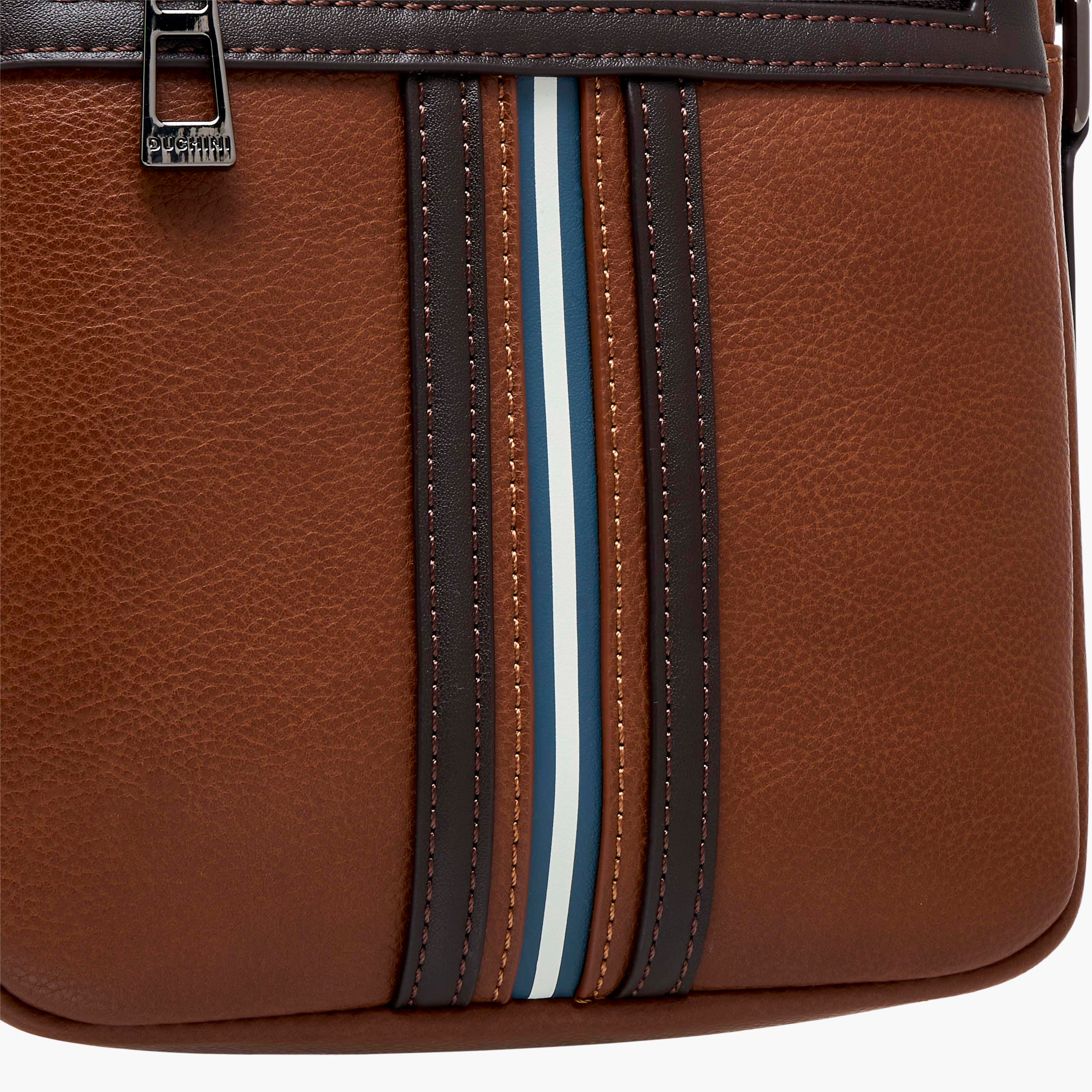 Duchini Striped Crossbody Bag with Adjustable Strap-men-bags-image-6