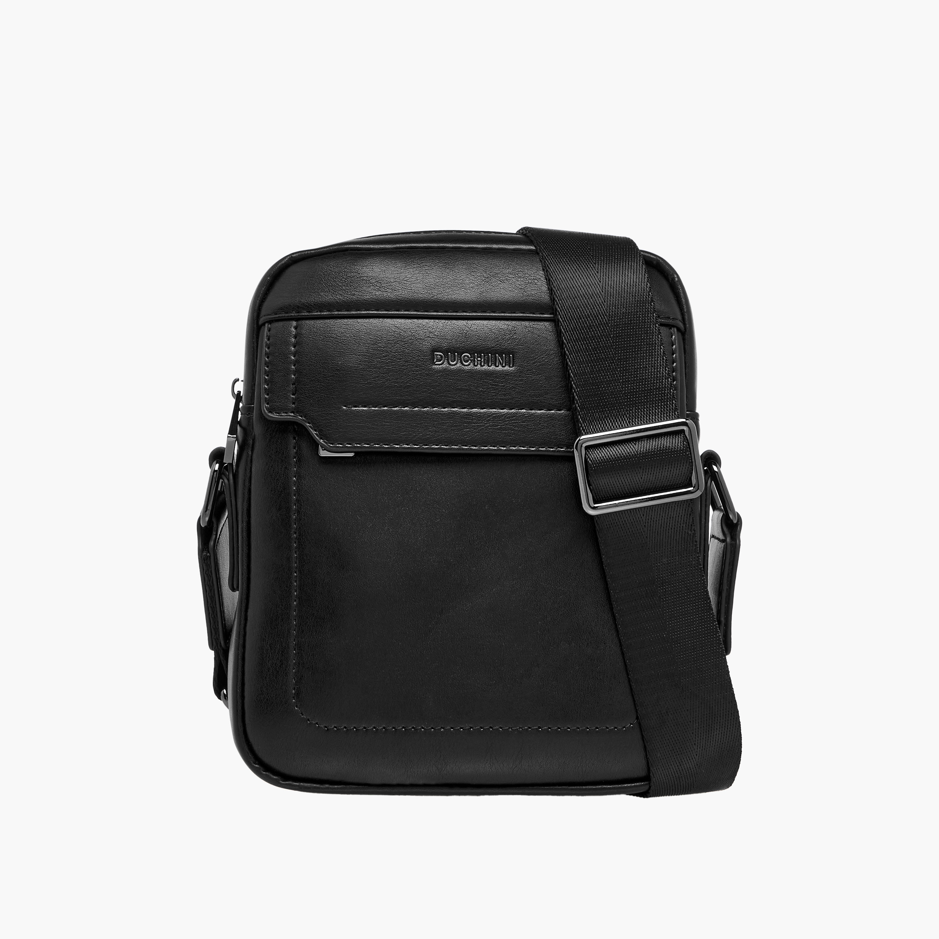 Duchini Solid Crossbody Bag with Adjustable Strap and Zip Closure-men-bags-image-1