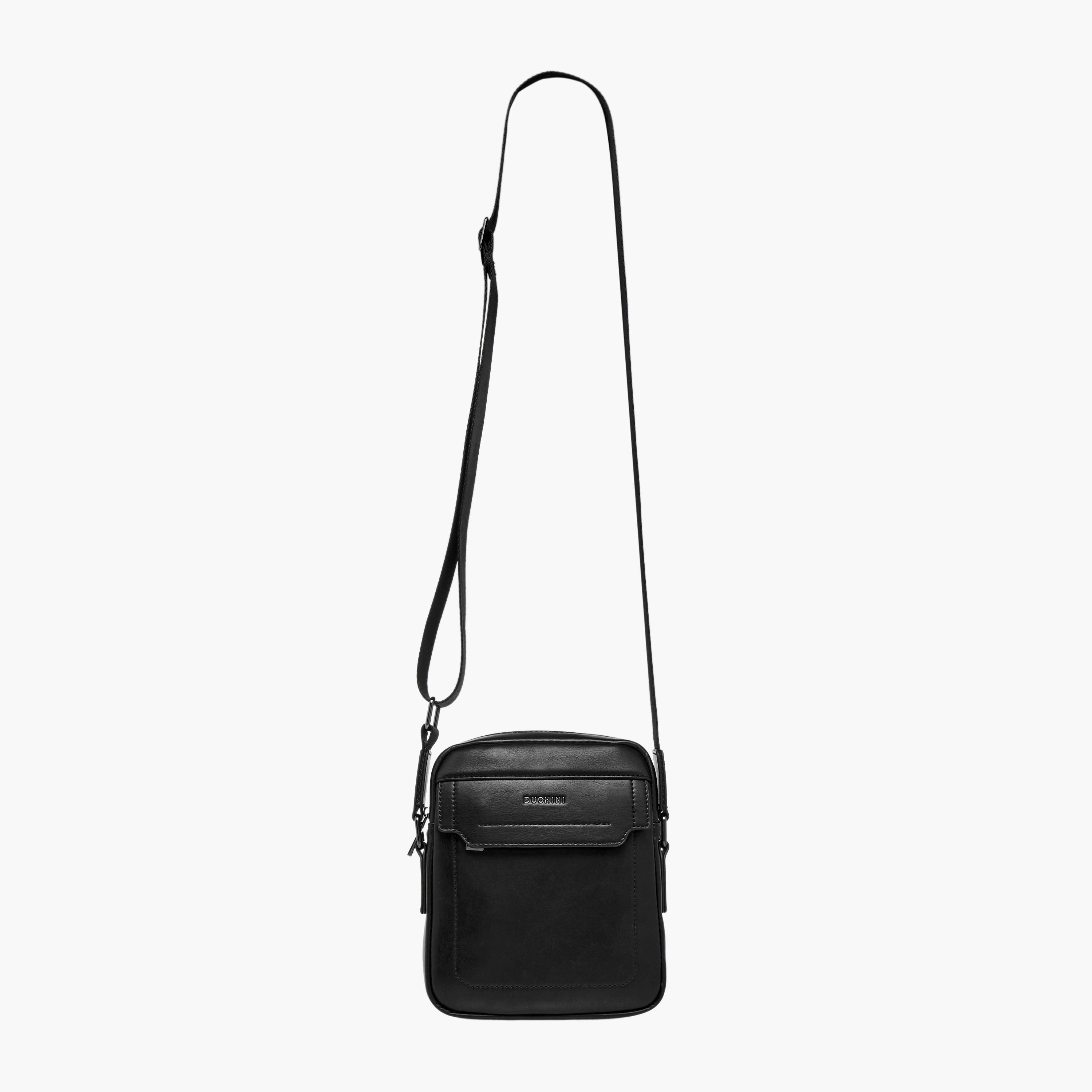 Duchini Solid Crossbody Bag with Adjustable Strap and Zip Closure-men-bags-image-3