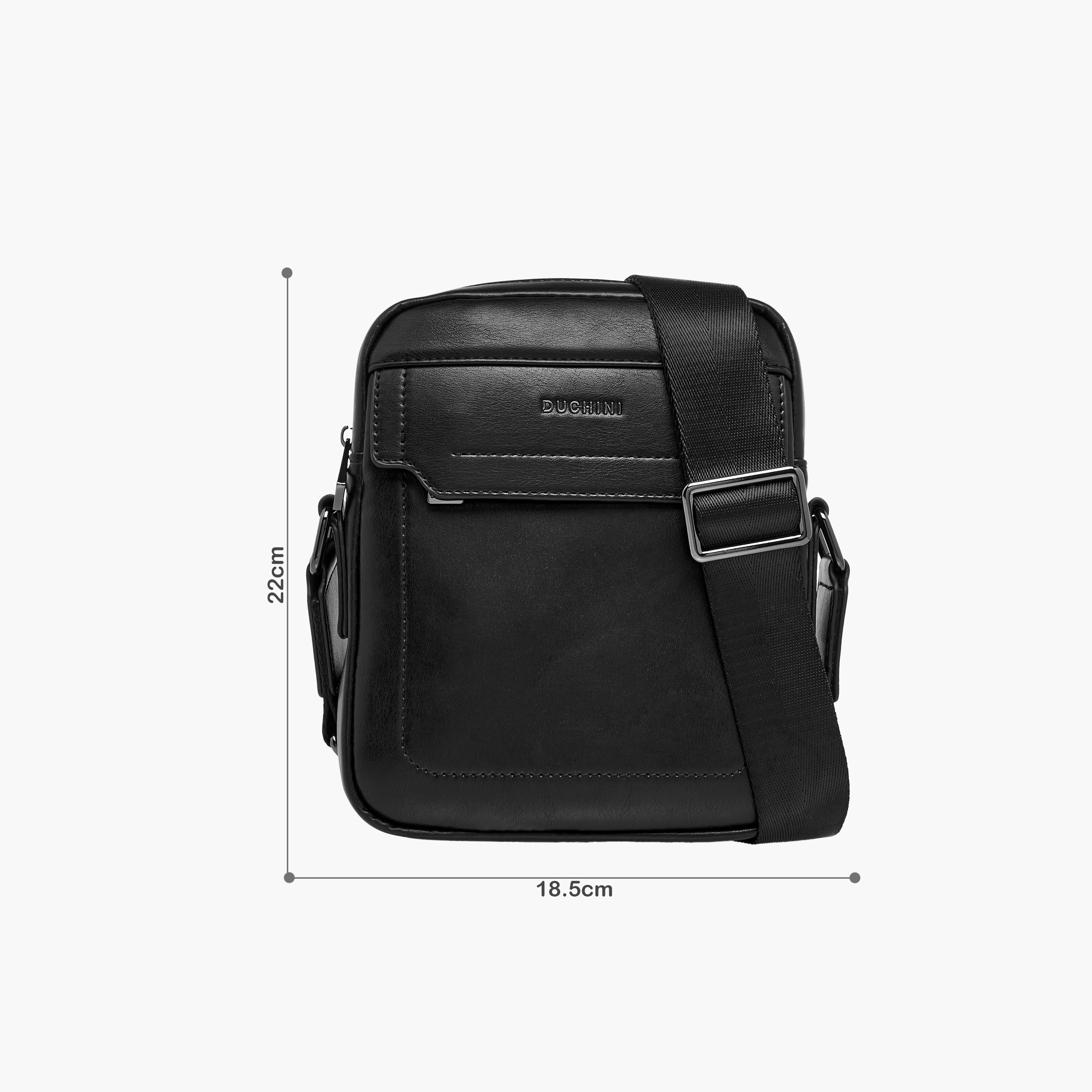 Duchini Solid Crossbody Bag with Adjustable Strap and Zip Closure-men-bags-image-2