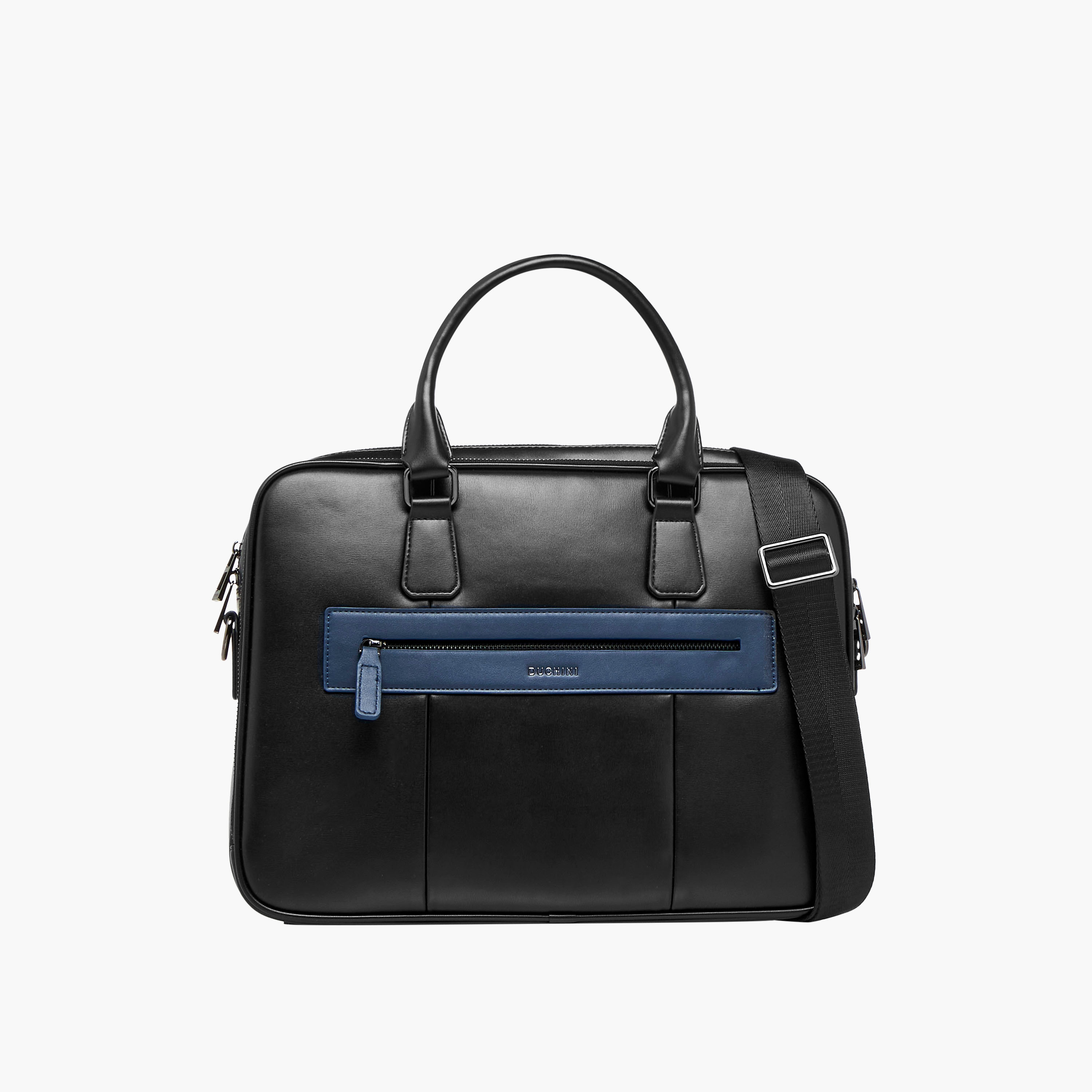 Duchini Solid Laptop Bag with Detachable Strap and Zip Closure-men-bags-image-1
