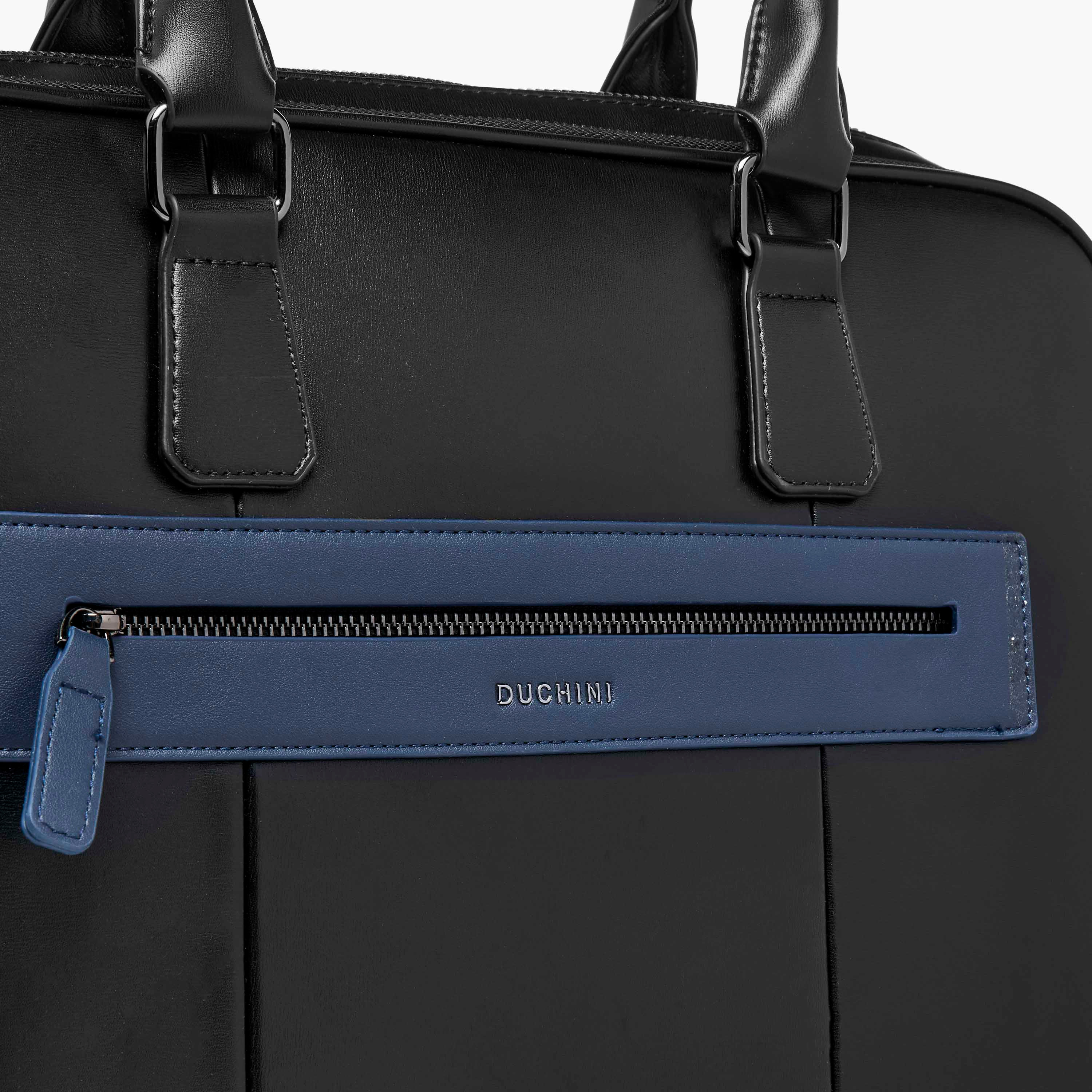 Duchini Solid Laptop Bag with Detachable Strap and Zip Closure-men-bags-image-5