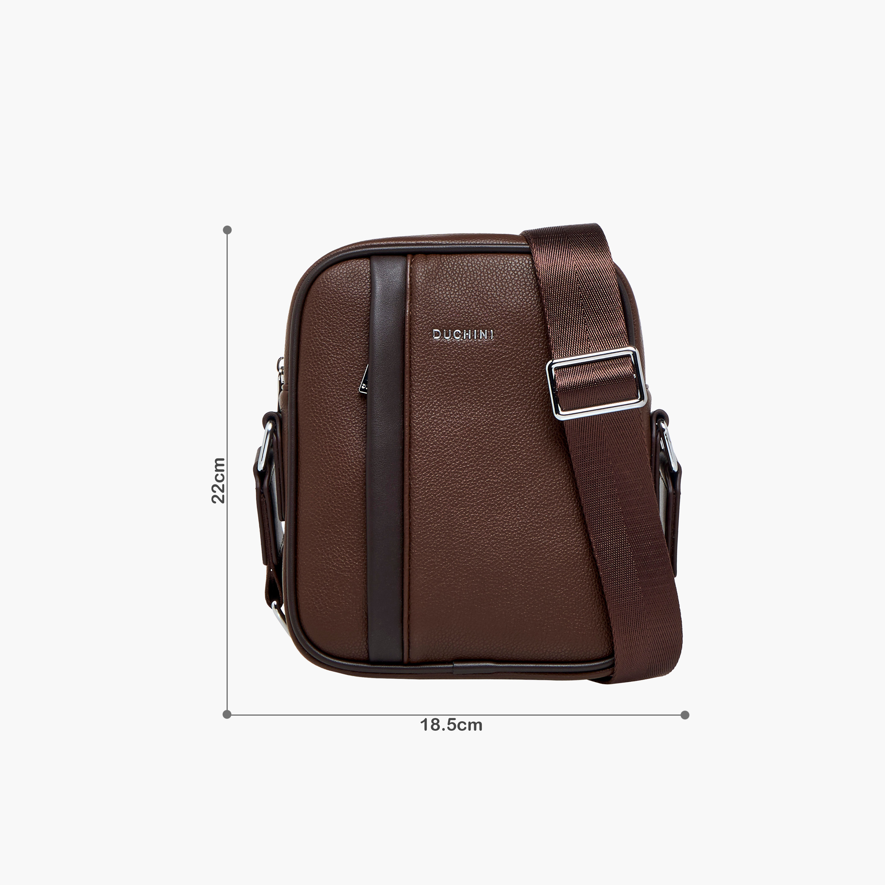 Duchini Solid Crossbody Bag with Adjustable Strap-men-bags-image-2