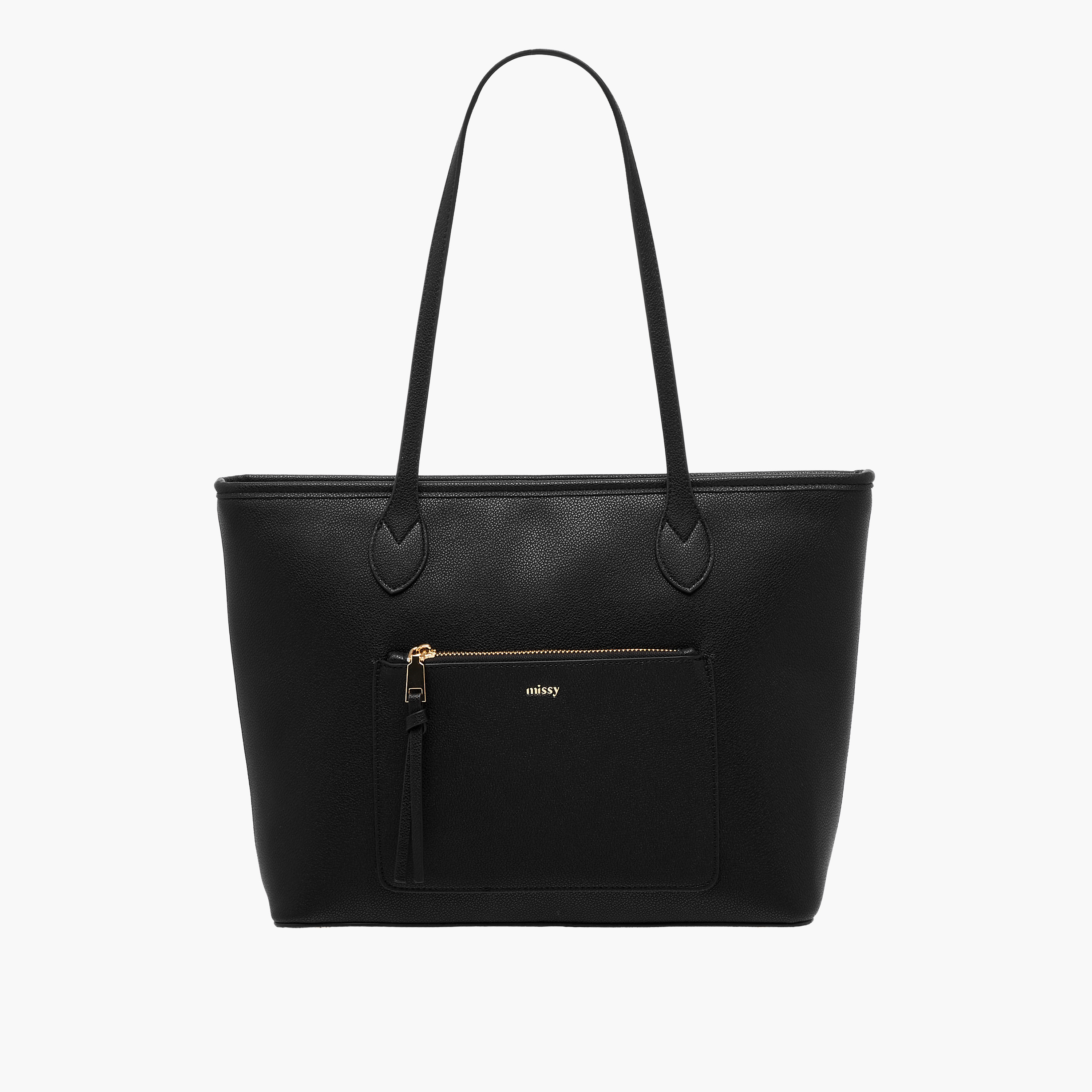 Missy Solid Tote Bag with Double Handle and Zip Closure-women-bagsandwallets-handbags-image-1