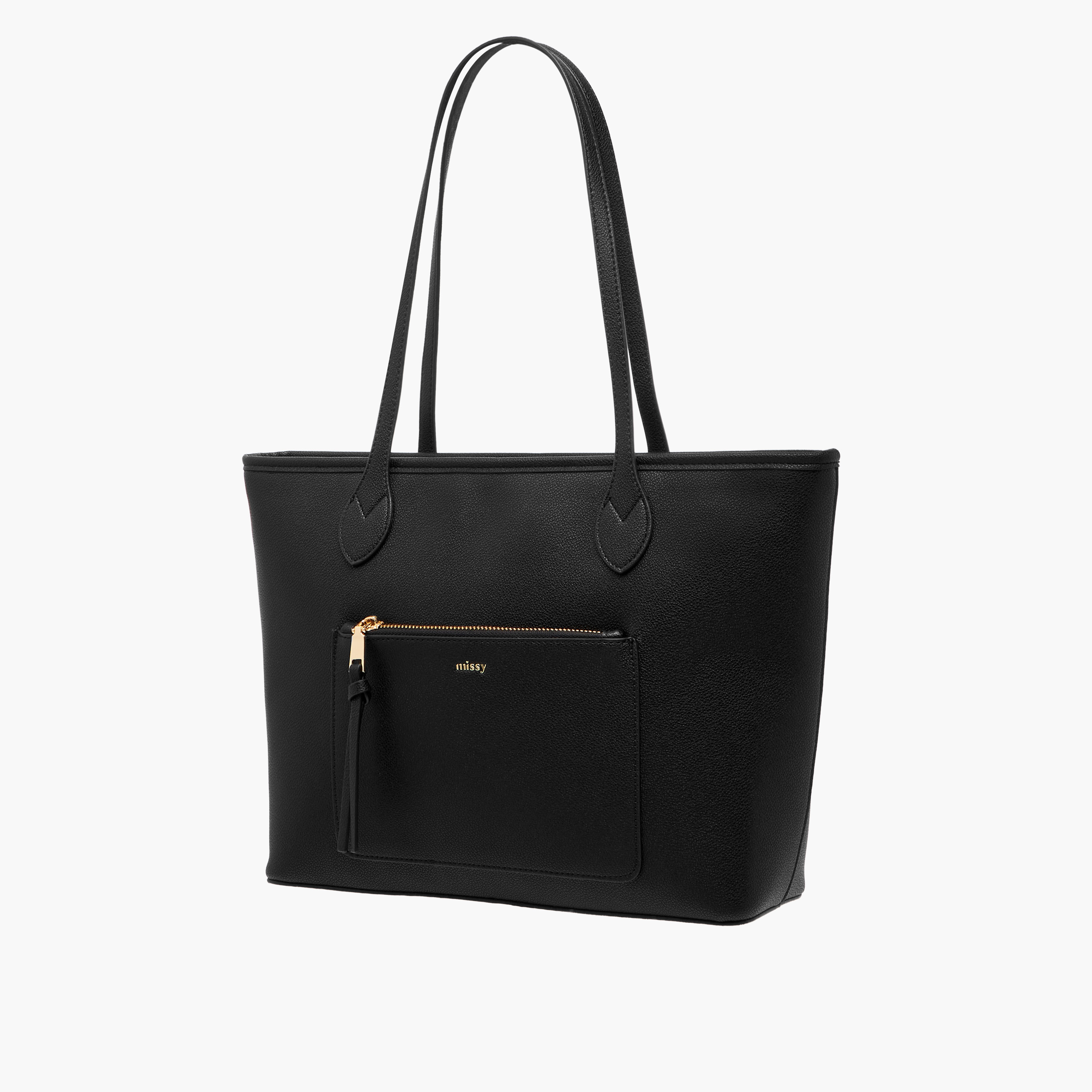 Missy Solid Tote Bag with Double Handle and Zip Closure-women-bagsandwallets-handbags-image-3