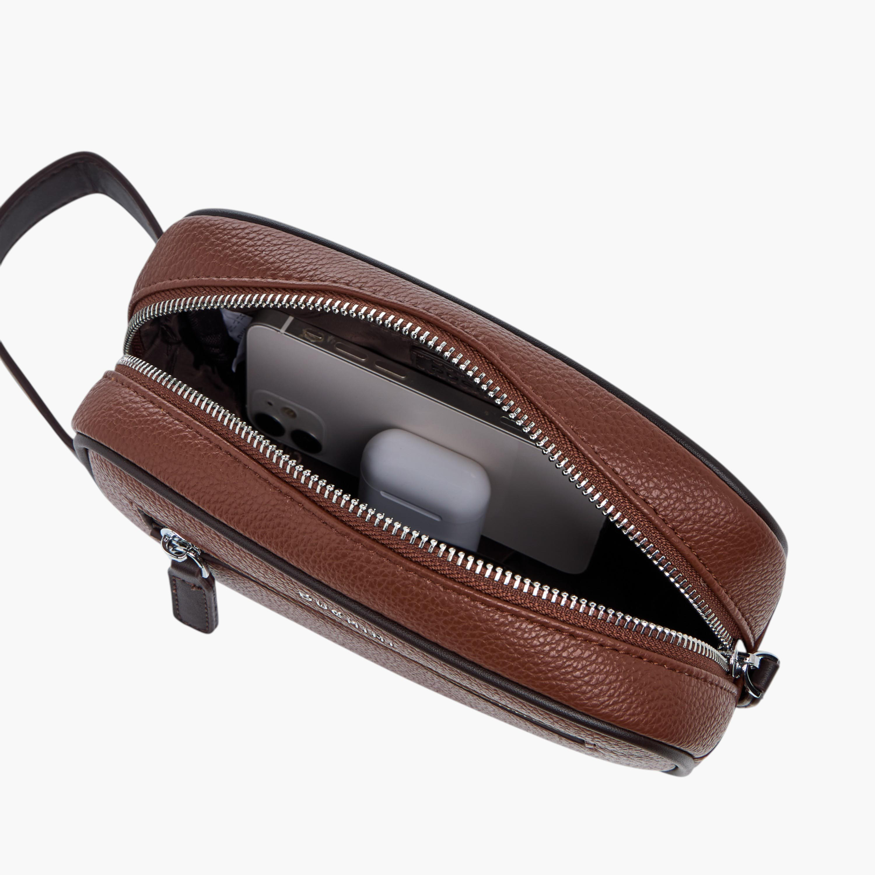 Duchini Textured Pouch with Zip Closure-men-bags-image-6