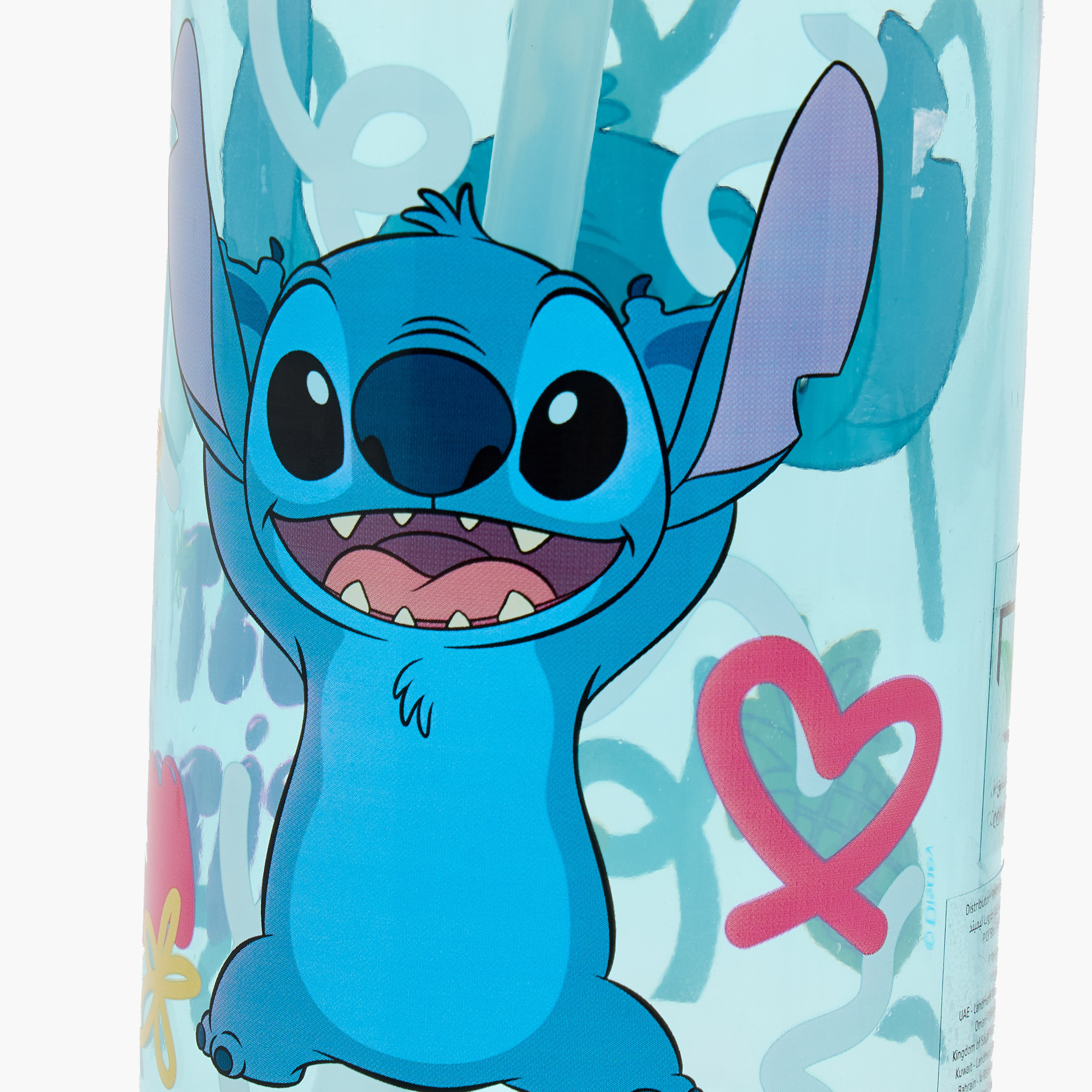 Stitch Print Water Bottle with Straw - 470 ml-school-waterbottles-image-5