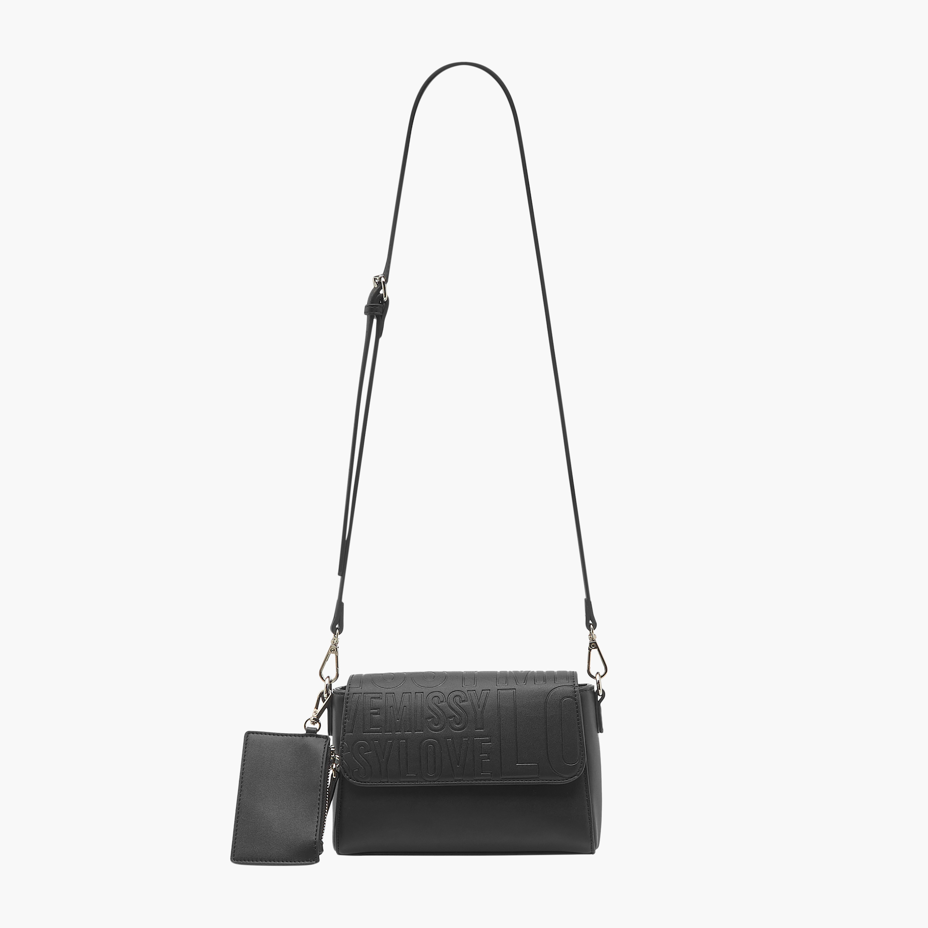Missy Logo Embossed Crossbody Bag with Detachable Strap and Pouch-women-bagsandwallets-handbags-image-3