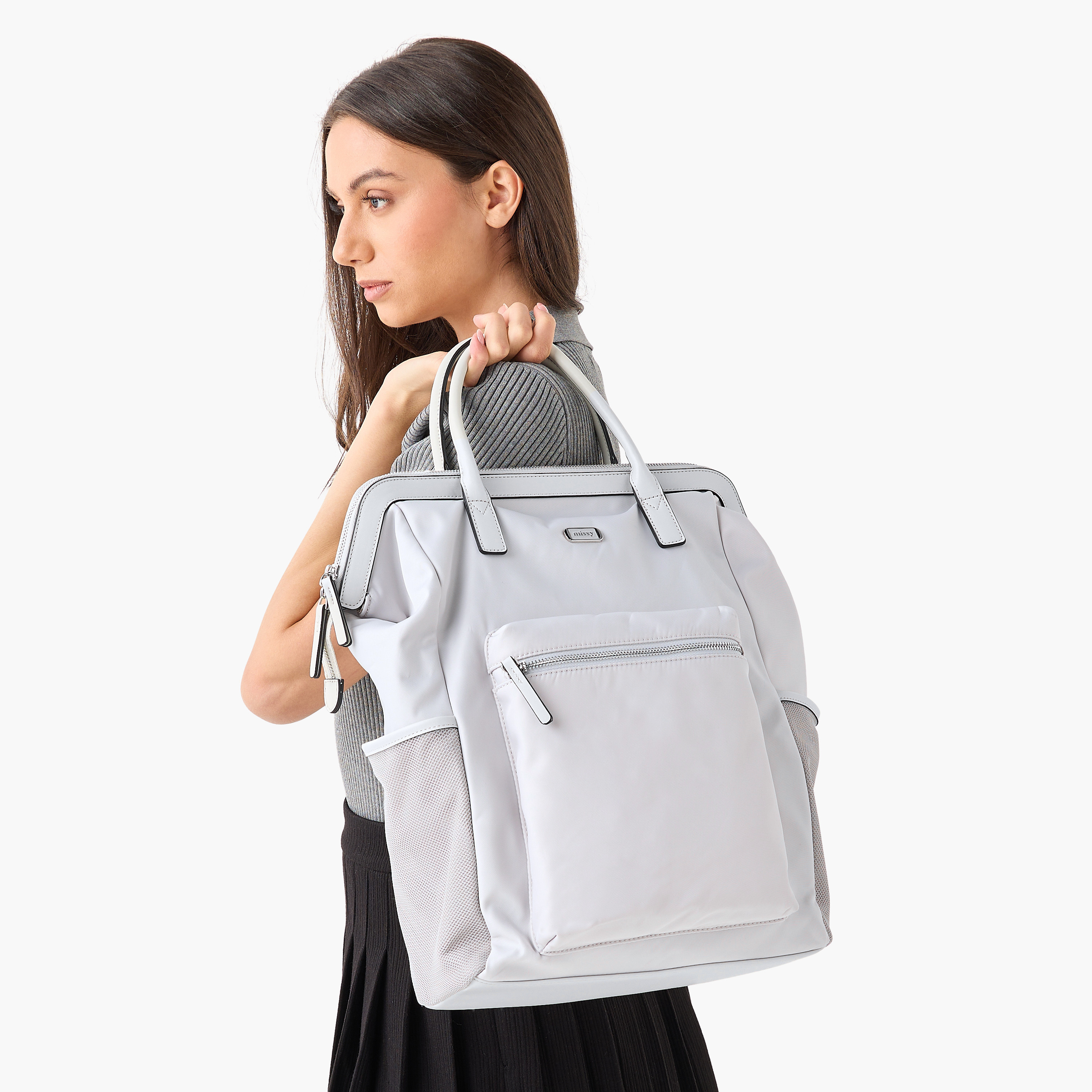 Missy Solid Backpack with Adjustable Straps and Zip Closure - 30x10x35 cm-women-bagsandwallets-backpacks-image-8