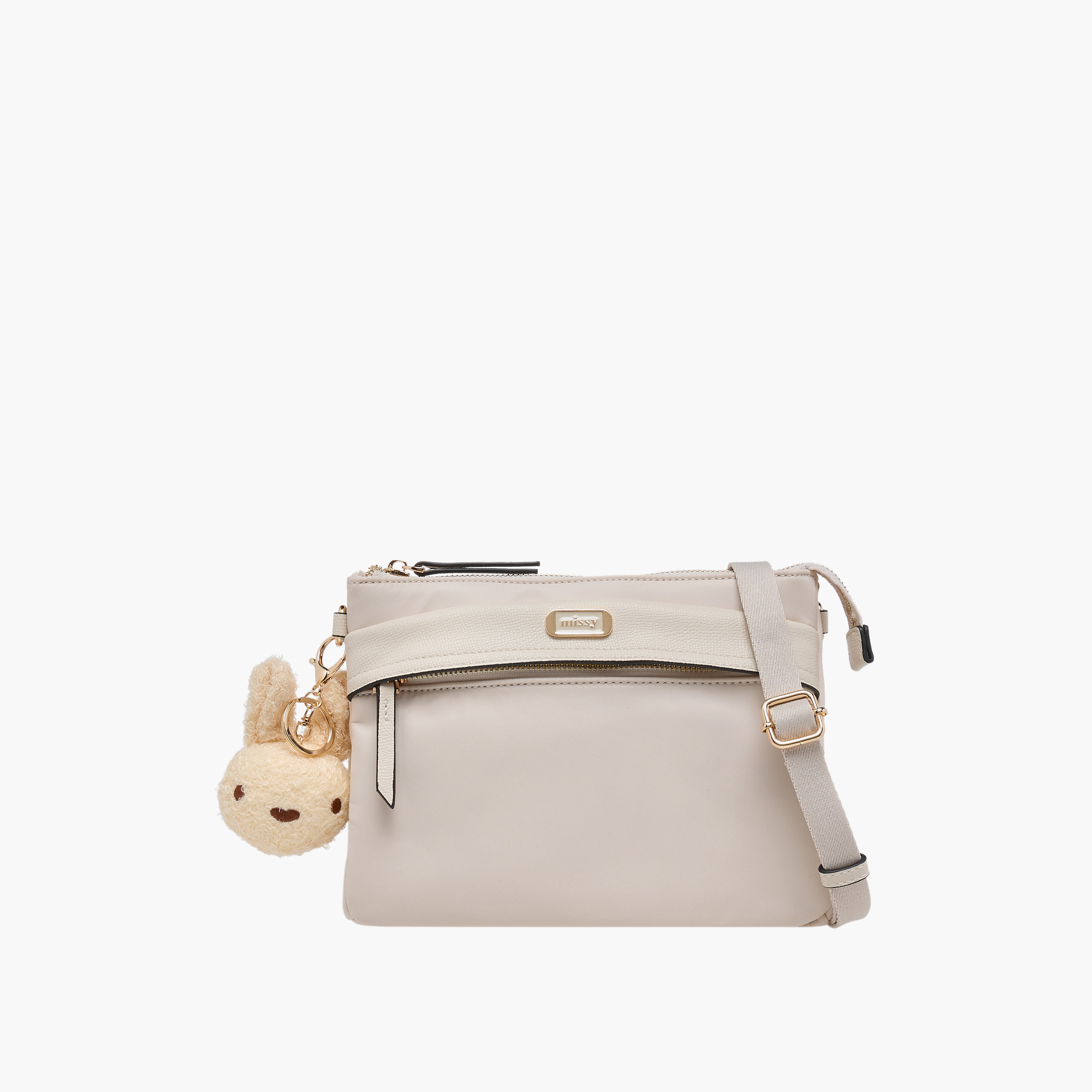 Missy Solid Crossbody Bag with Detachable Strap and Zip Closure-women-bagsandwallets-handbags-image-1