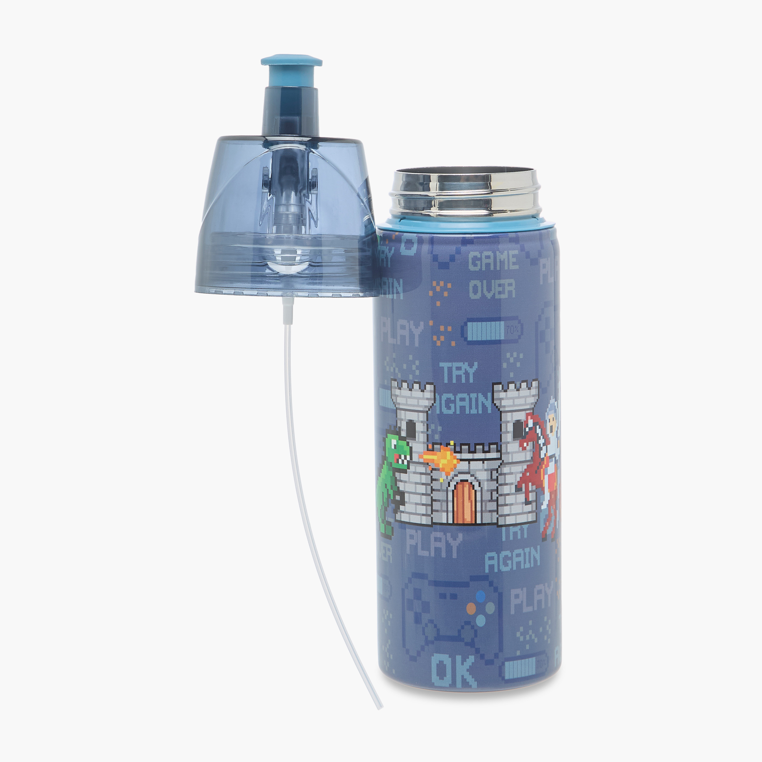 Juniors Dinosaur Stainless Steel Water Bottle with Water Mist Trigger – 500 ml-school-waterbottles-image-3