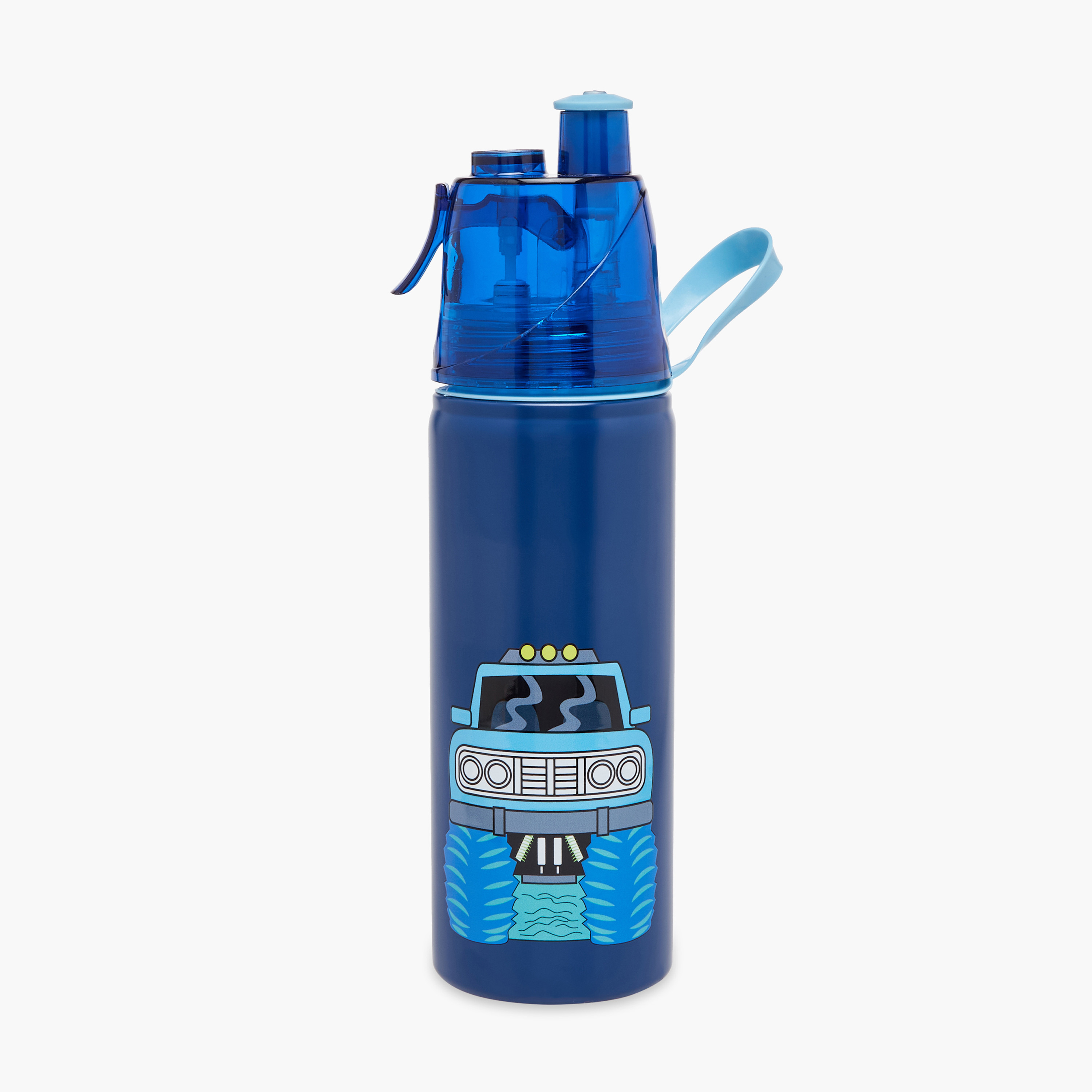 Juniors Vehicles Stainless Steel Water Bottle with Water Mist Trigger – 500 ml-school-waterbottles-image-1