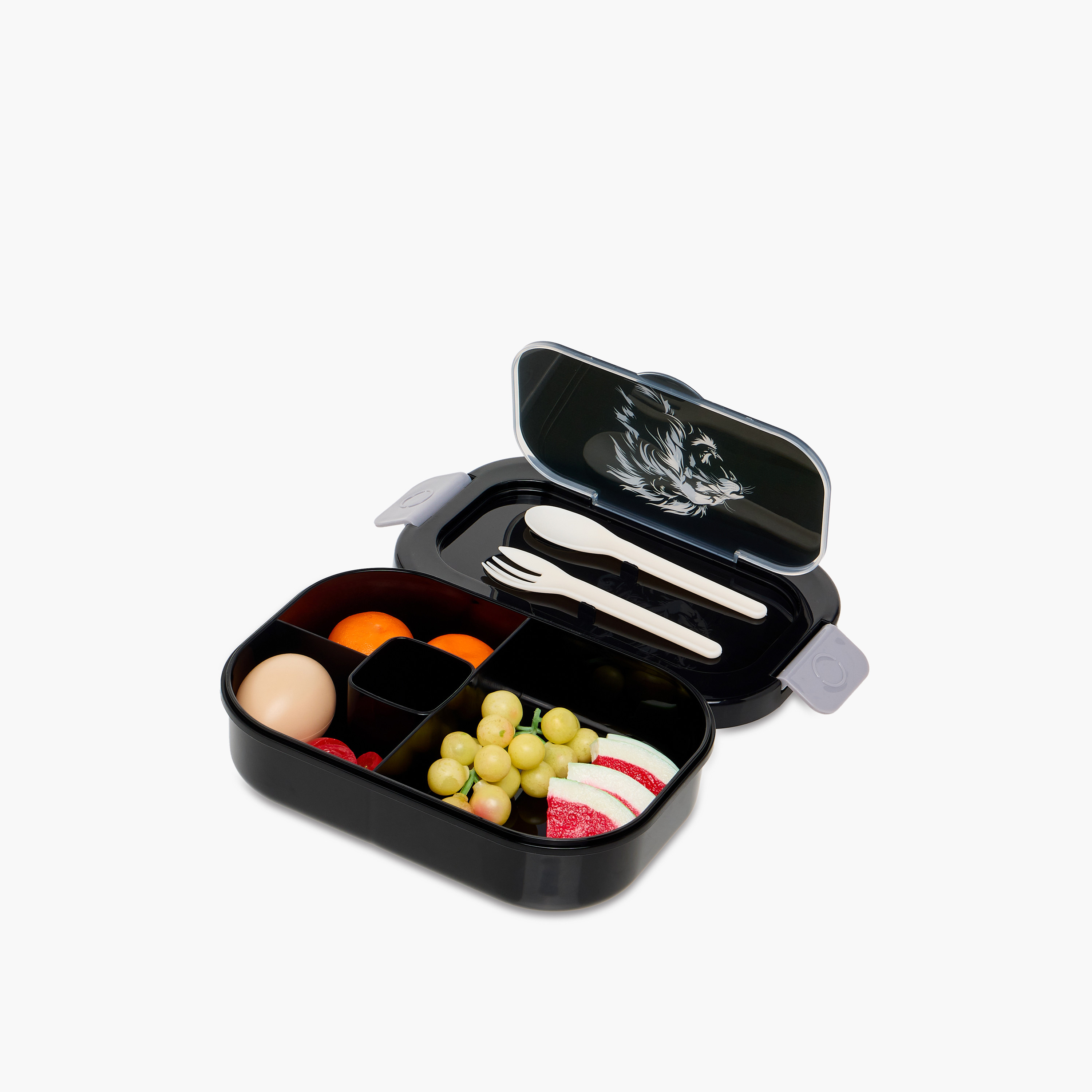 Juniors Lion Print Lunch Box with Clip Lock Closure-school-lunchessentials-lunchboxes-image-9