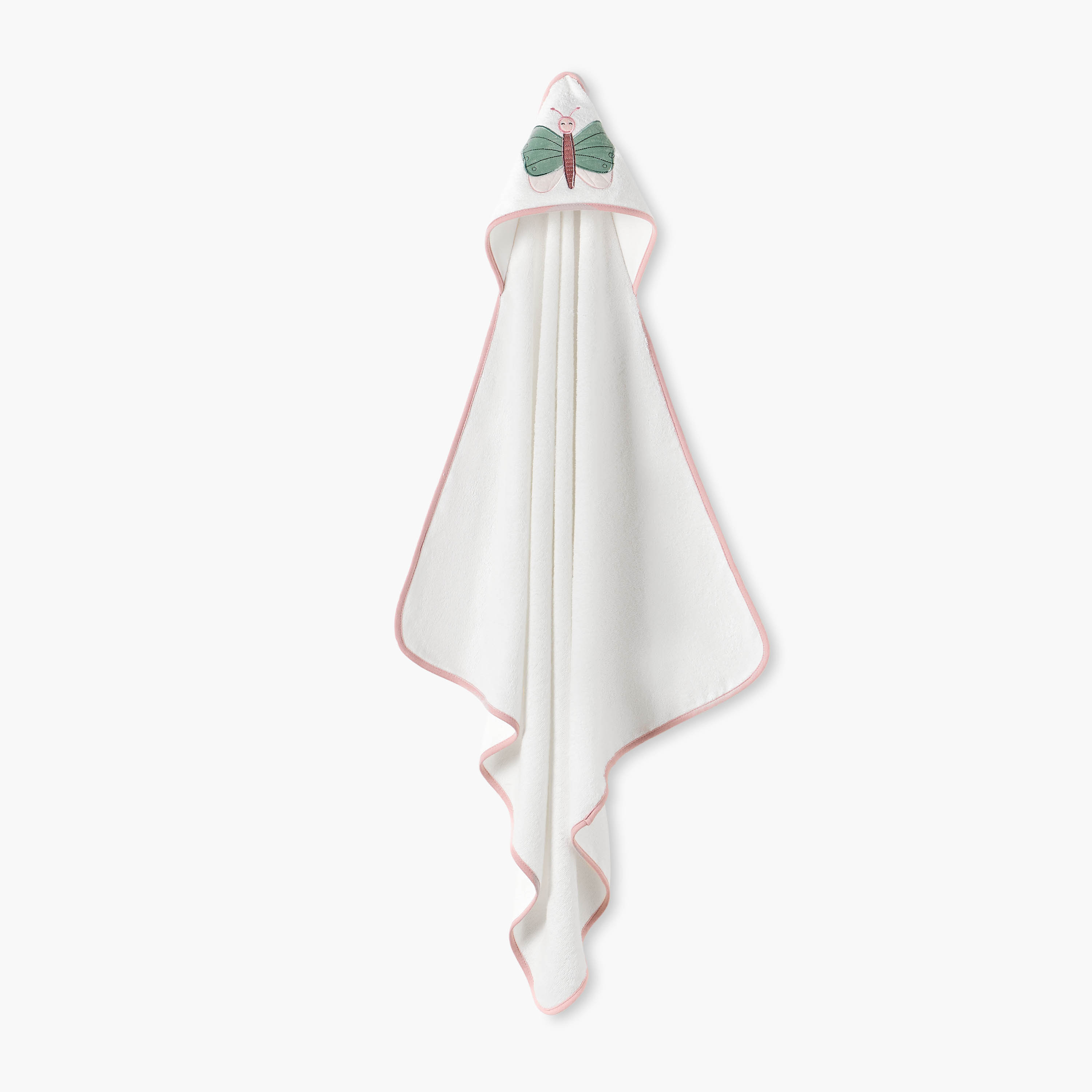 Juniors 2-Piece Butterfly Embroidered Hooded Towel Set - 75x75 cm-baby-bathandcare-towels-image-3