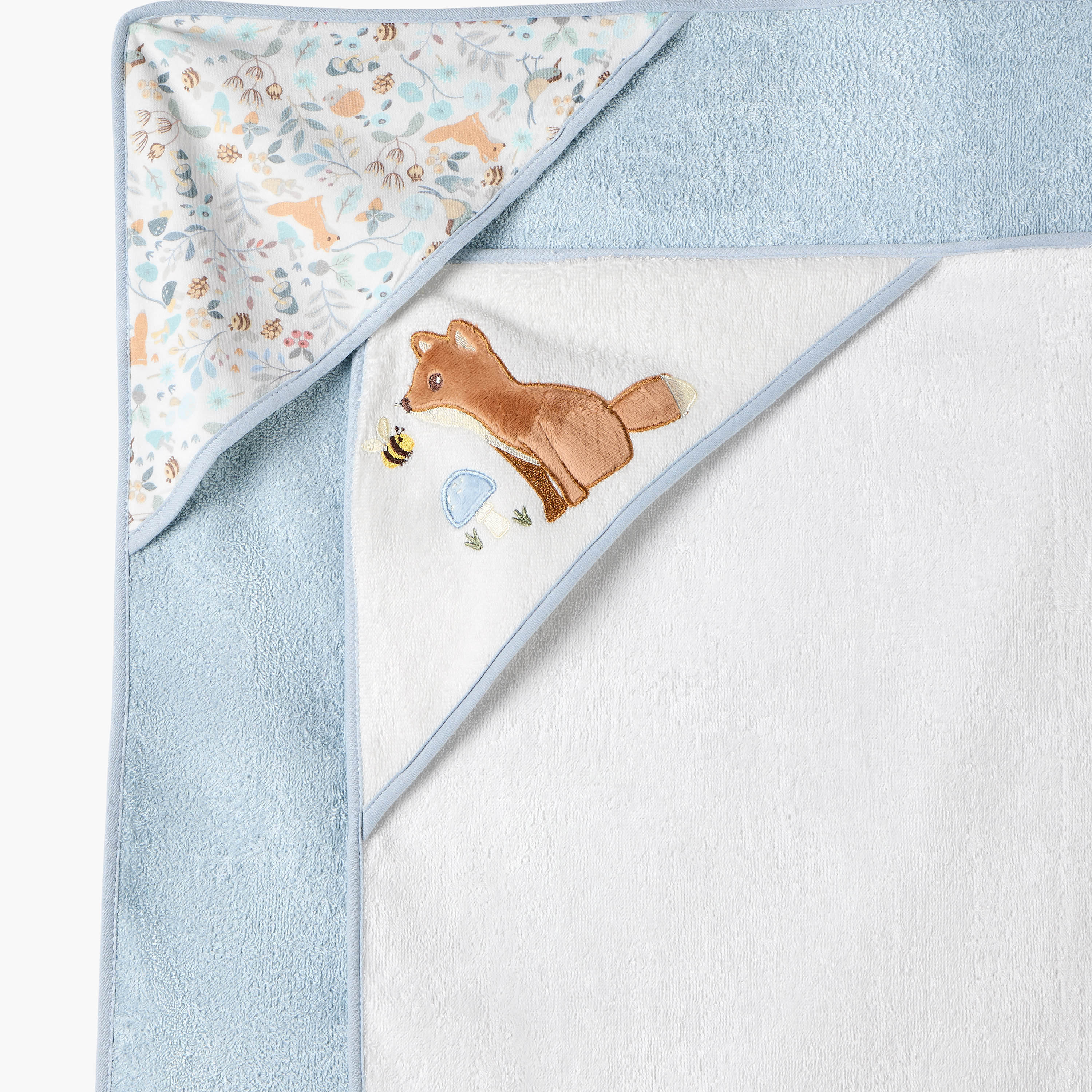 Juniors 2-Piece Embroidered Hooded Towel Set - 75x75 cm-baby-bathandcare-towels-image-4