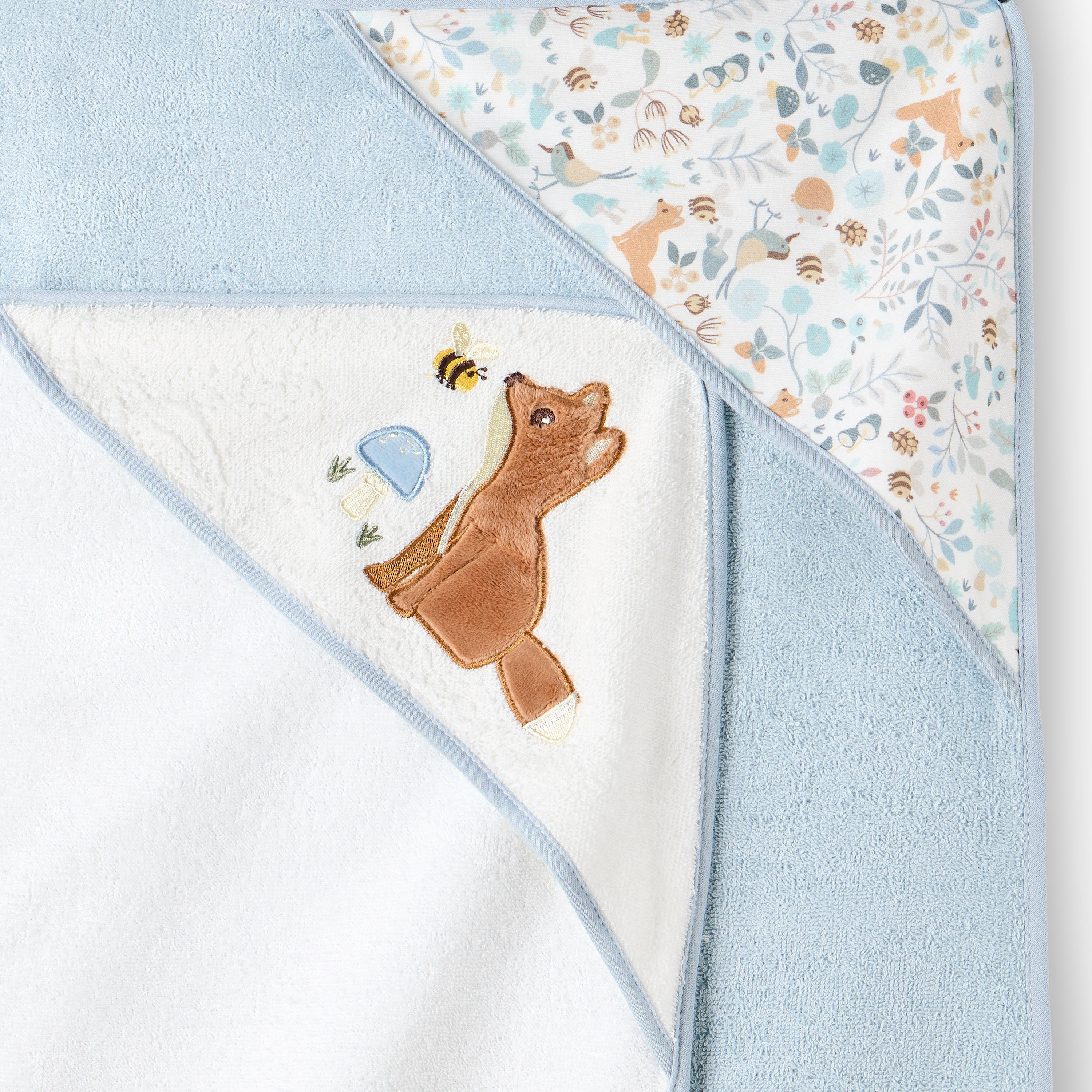 Juniors 2-Piece Embroidered Hooded Towel Set - 75x75 cm-baby-bathandcare-towels-image-5