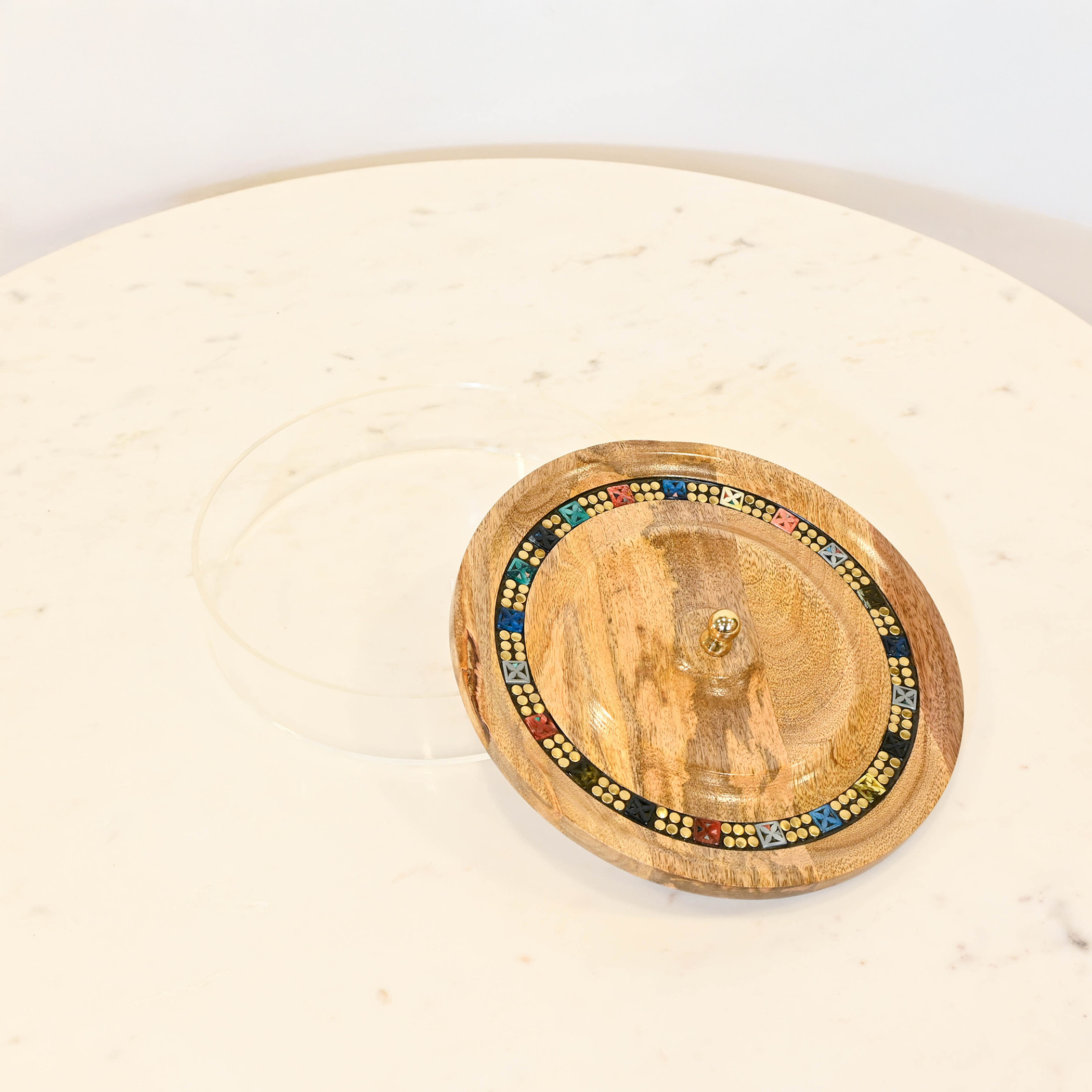 Crafted by Lifestyle Acrylic Decorative Box with Wooden Lid - 26 cms-household-decor-boxesandtrays-image-1