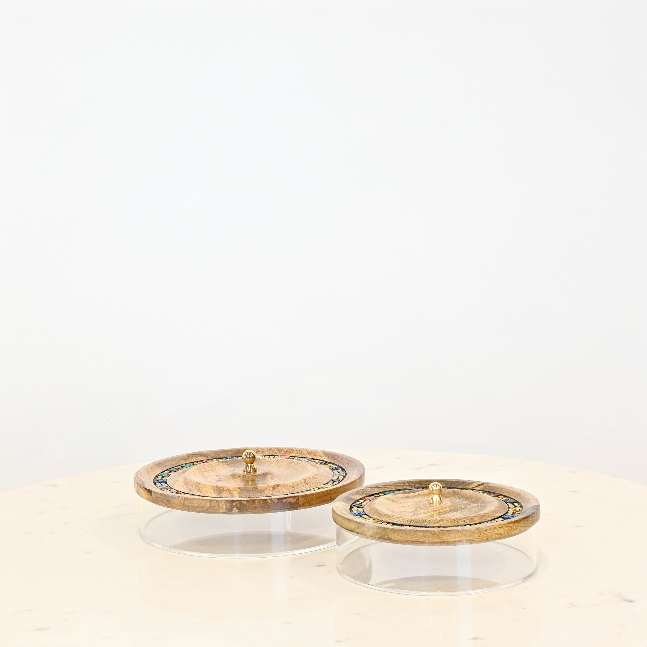 Crafted by Lifestyle Acrylic Decorative Box with Wooden Lid - 26 cms-household-decor-boxesandtrays-image-2