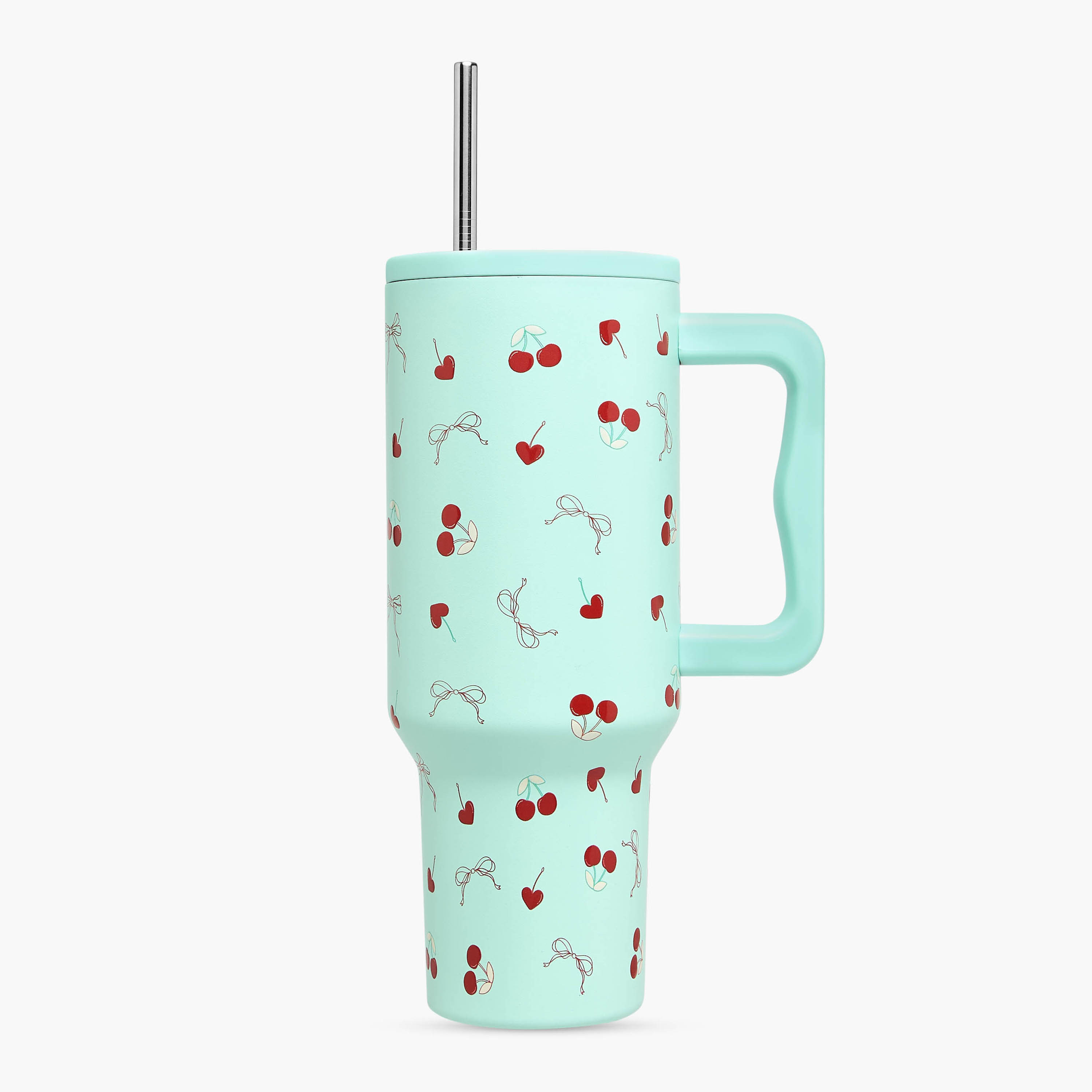 كوب ستانلس ستيل بطبعات كرز مع قشة وغطاء - 1 لتر-household-dining-teaandcoffee-travelmugsandsippers-image-6