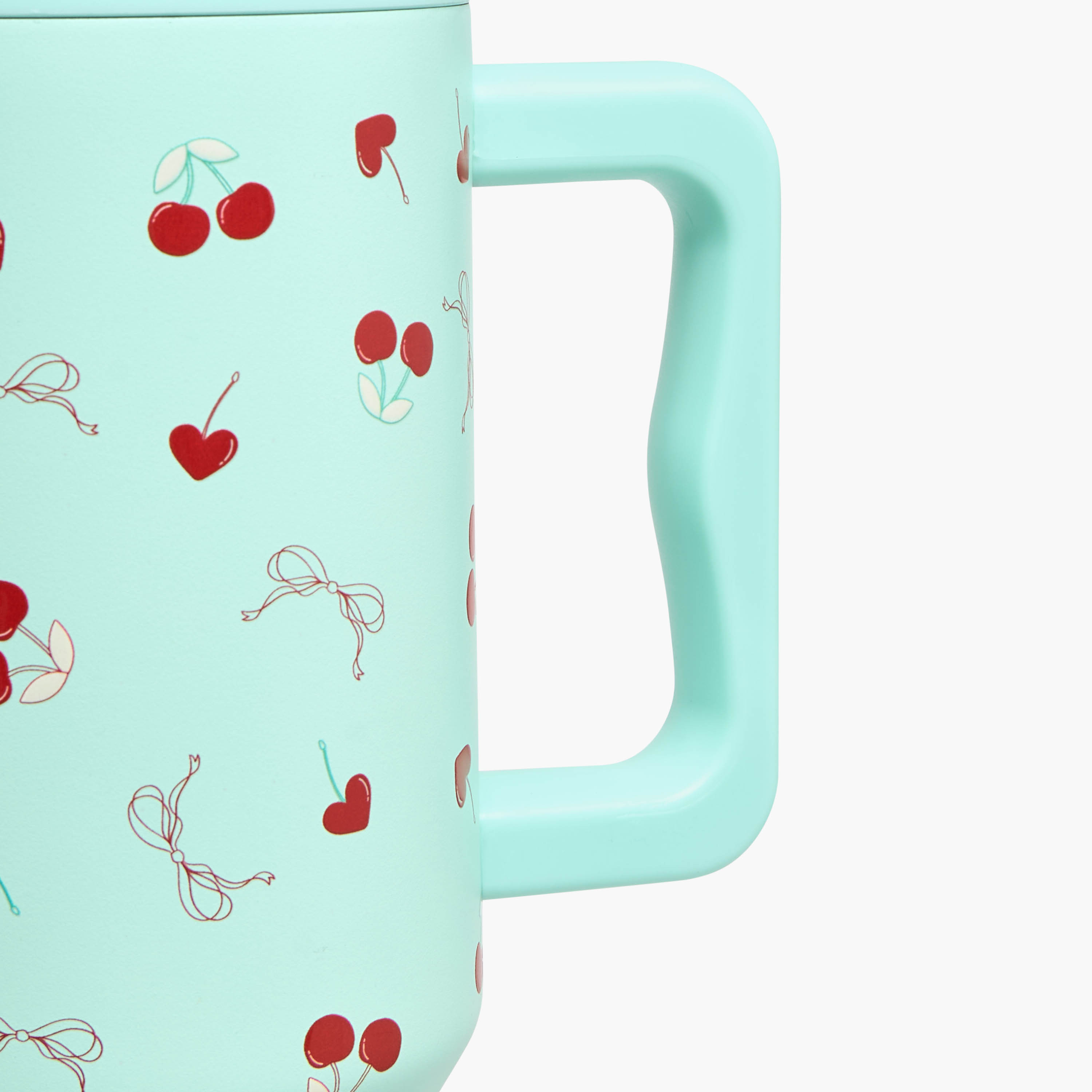 كوب ستانلس ستيل بطبعات كرز مع قشة وغطاء - 1 لتر-household-dining-teaandcoffee-travelmugsandsippers-image-2