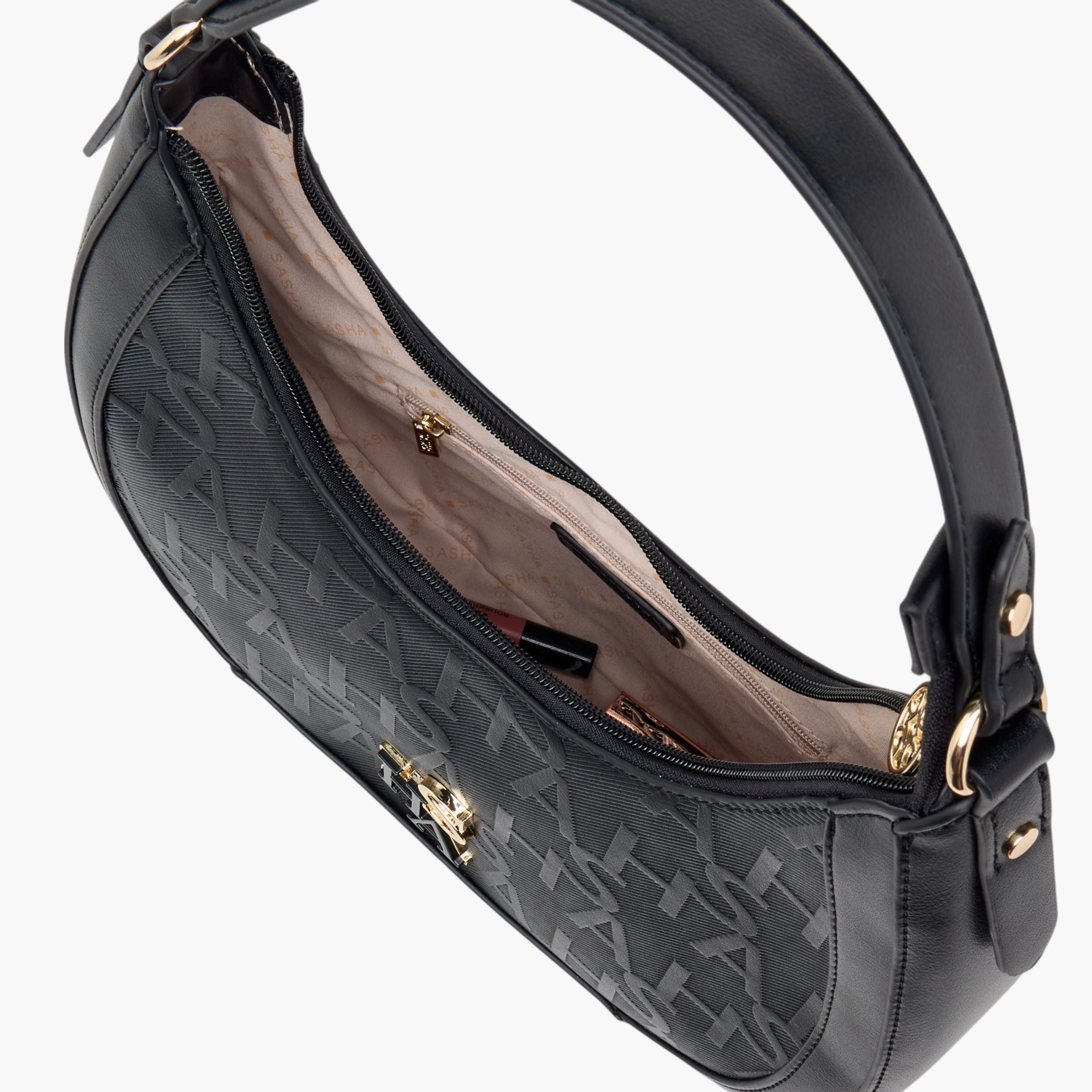 Mistotes Embossed Hobo Bag with Handle and Zip Closure-women-bagsandwallets-handbags-image-8
