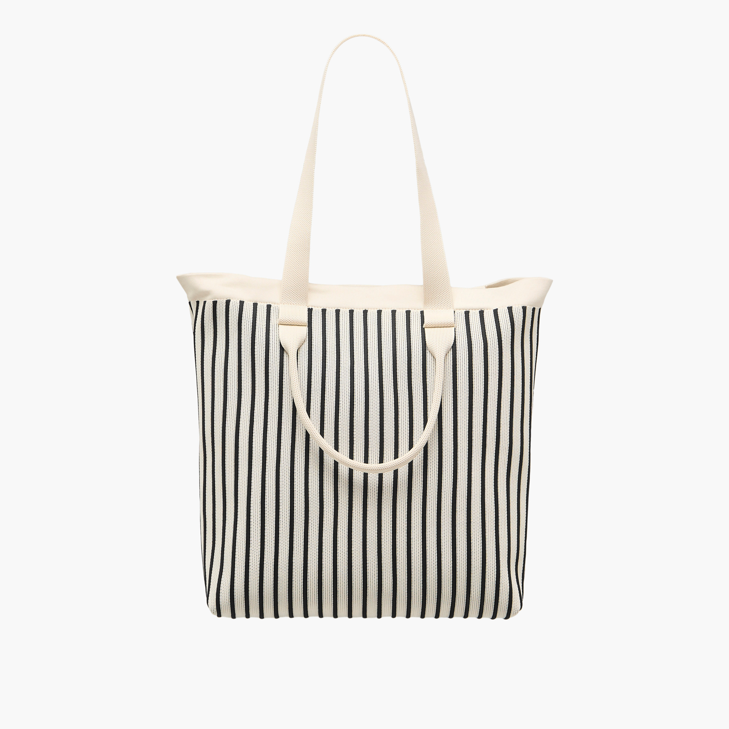 Mistotes Striped Tote Bag with Double Handle and Zip Closure-women-bagsandwallets-handbags-image-1