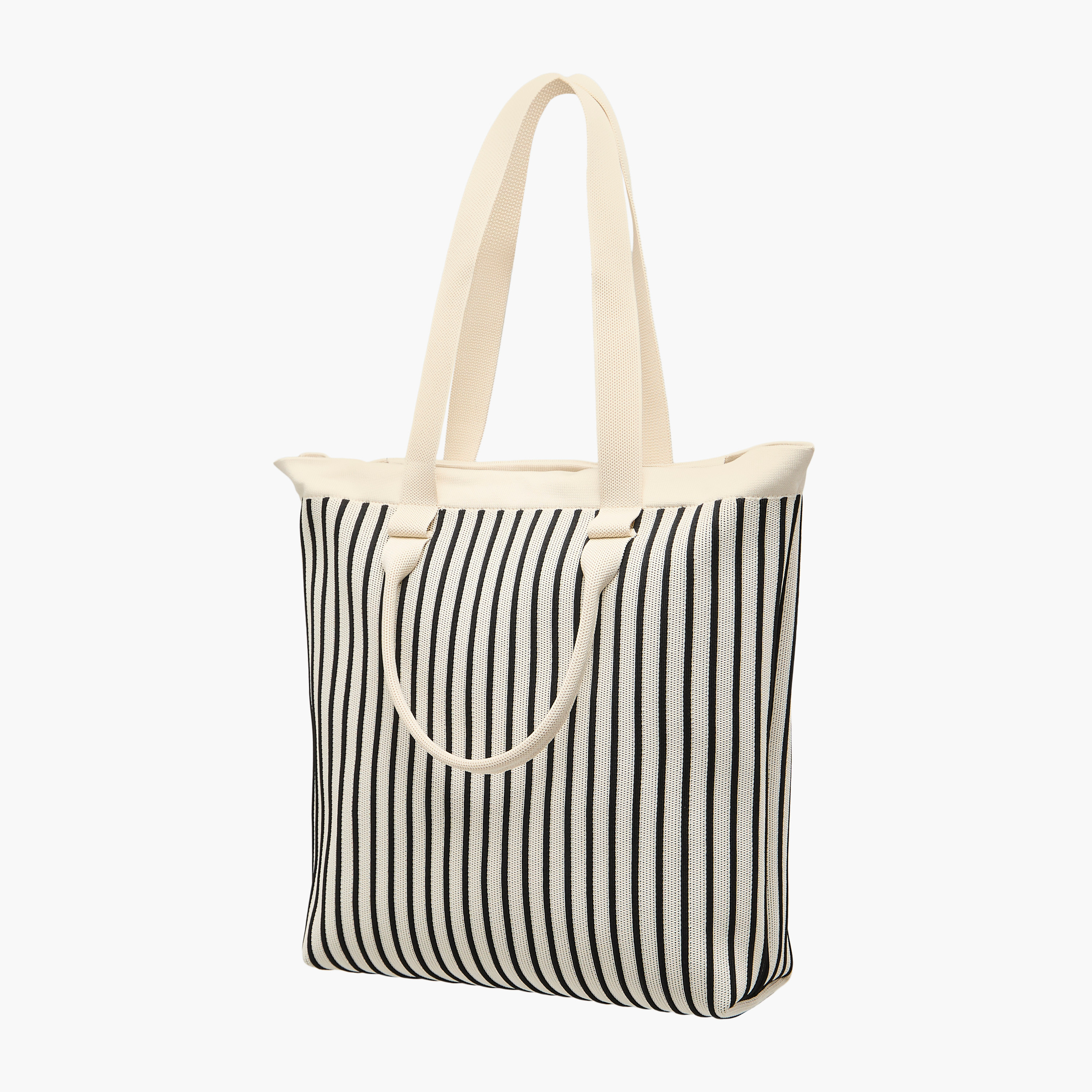 Mistotes Striped Tote Bag with Double Handle and Zip Closure-women-bagsandwallets-handbags-image-3