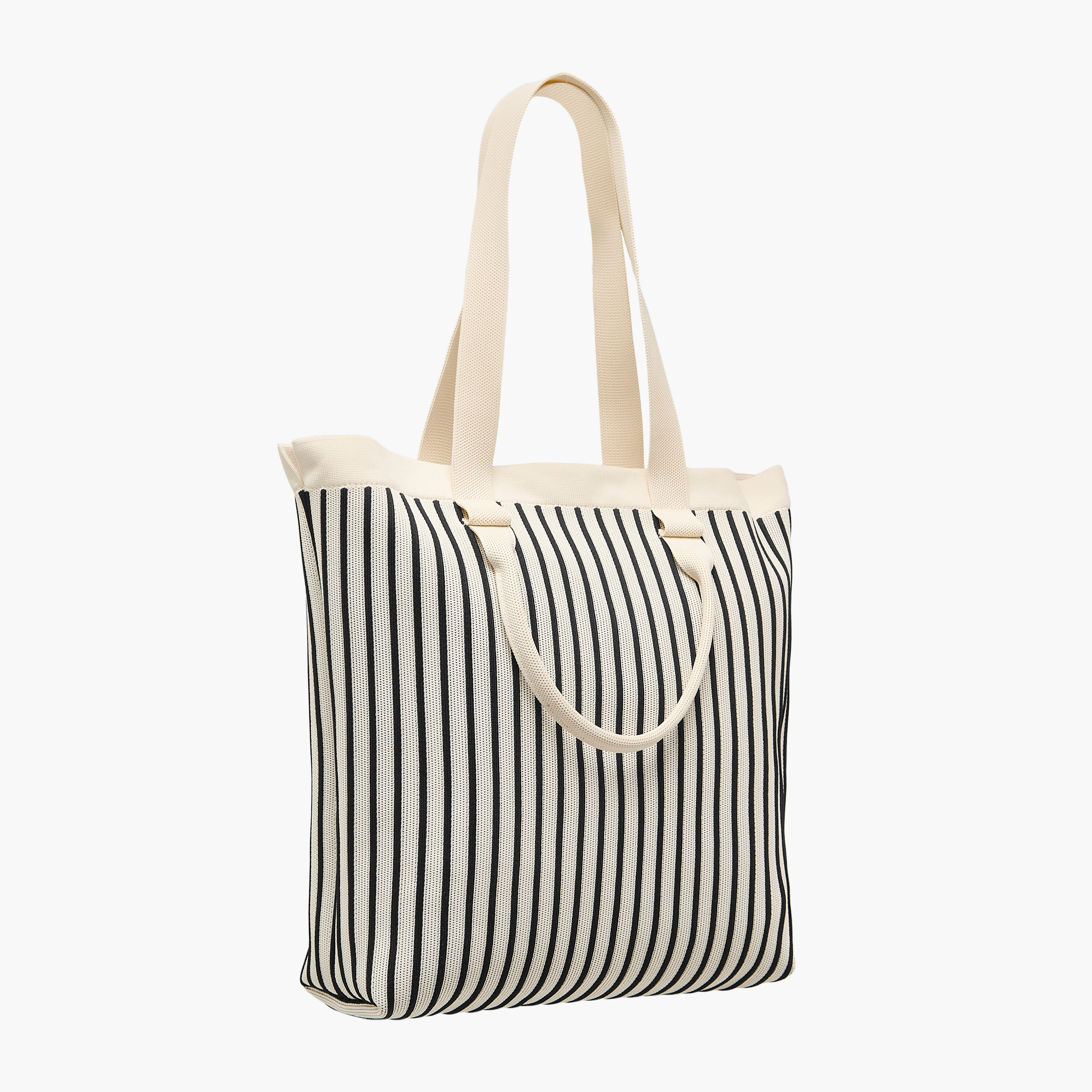 Mistotes Striped Tote Bag with Double Handle and Zip Closure-women-bagsandwallets-handbags-image-4