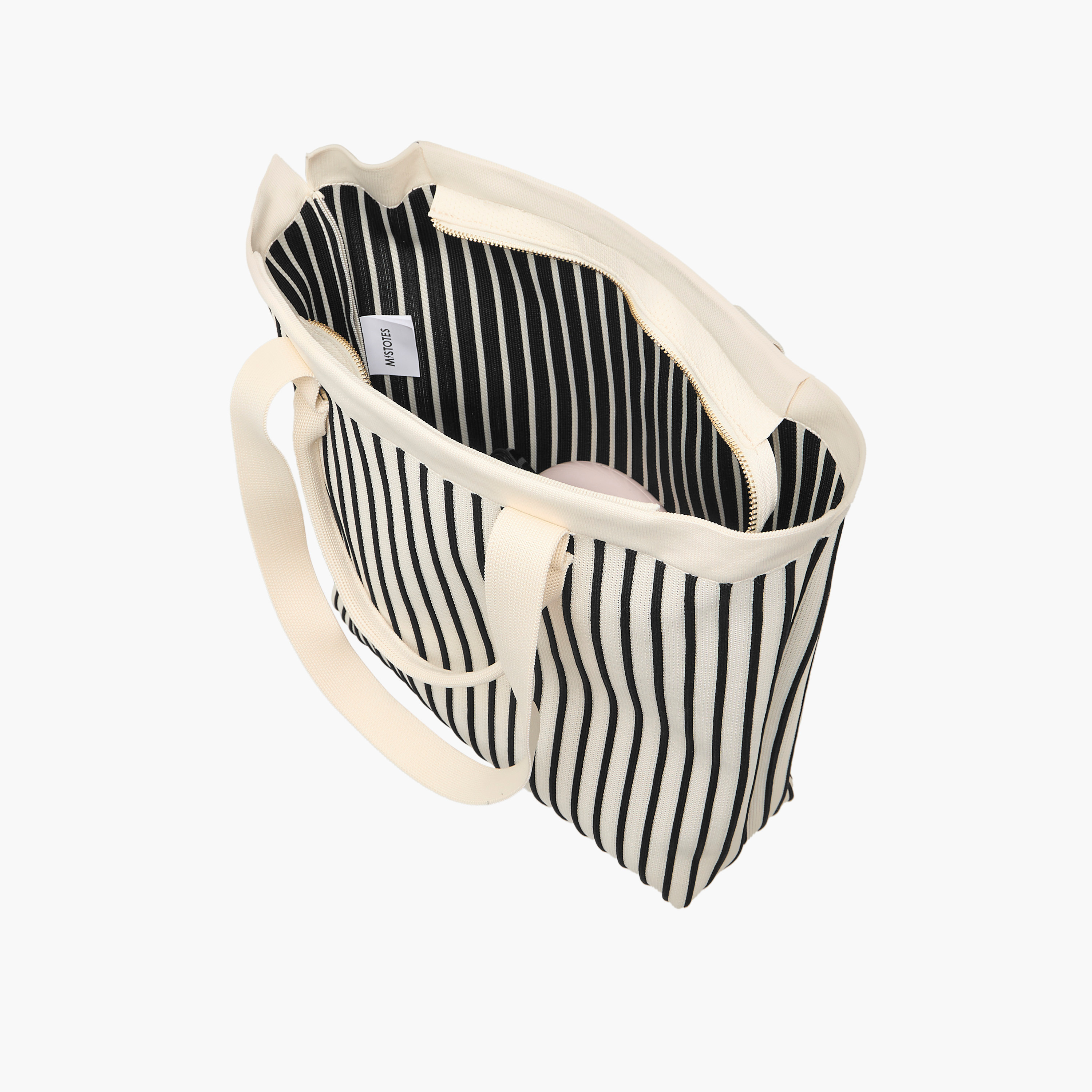 Mistotes Striped Tote Bag with Double Handle and Zip Closure-women-bagsandwallets-handbags-image-7