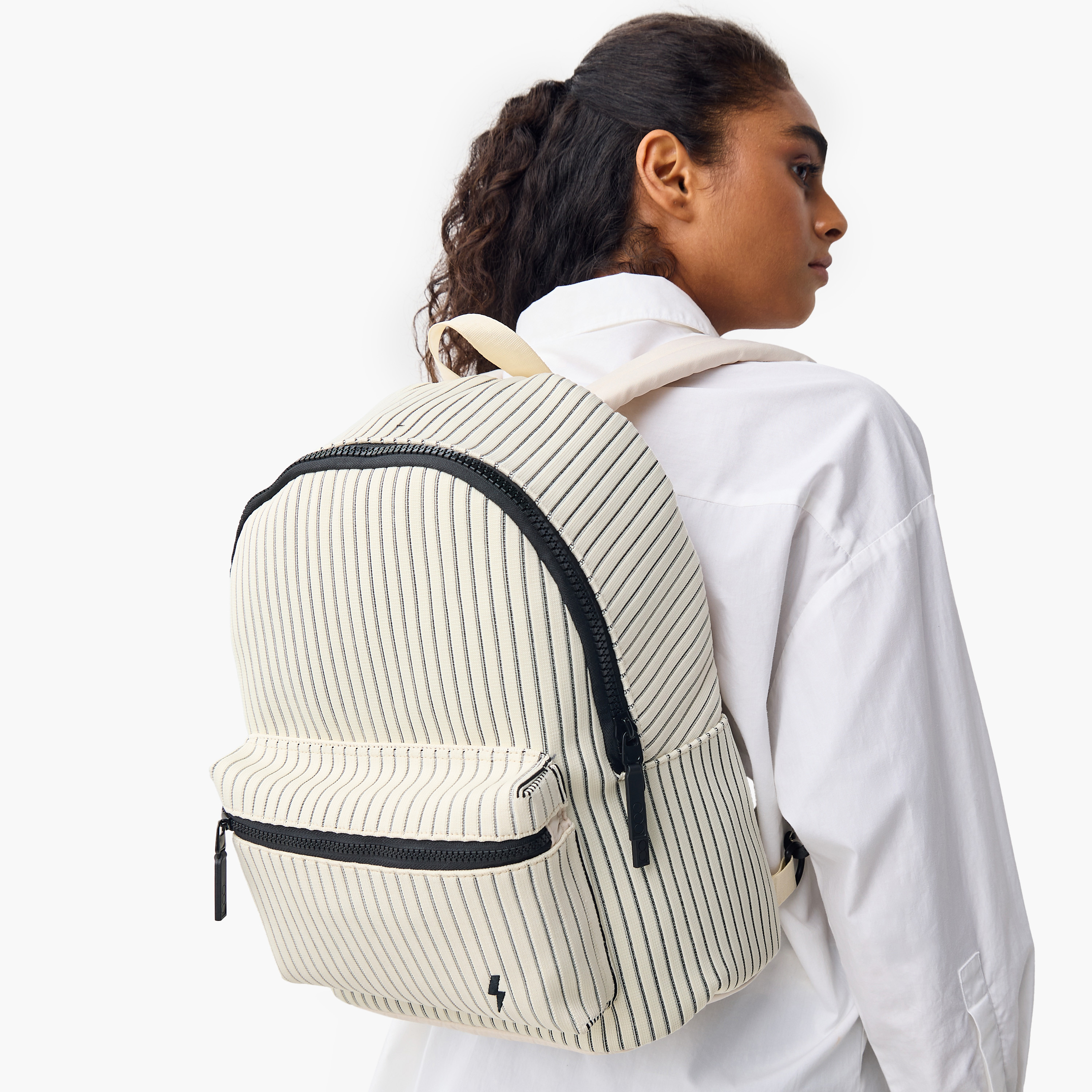 Mistotes Striped Backpack with Adjustable Shoulder Straps and Zip Closure - 38x32x14 cms-women-bagsandwallets-backpacks-image-2