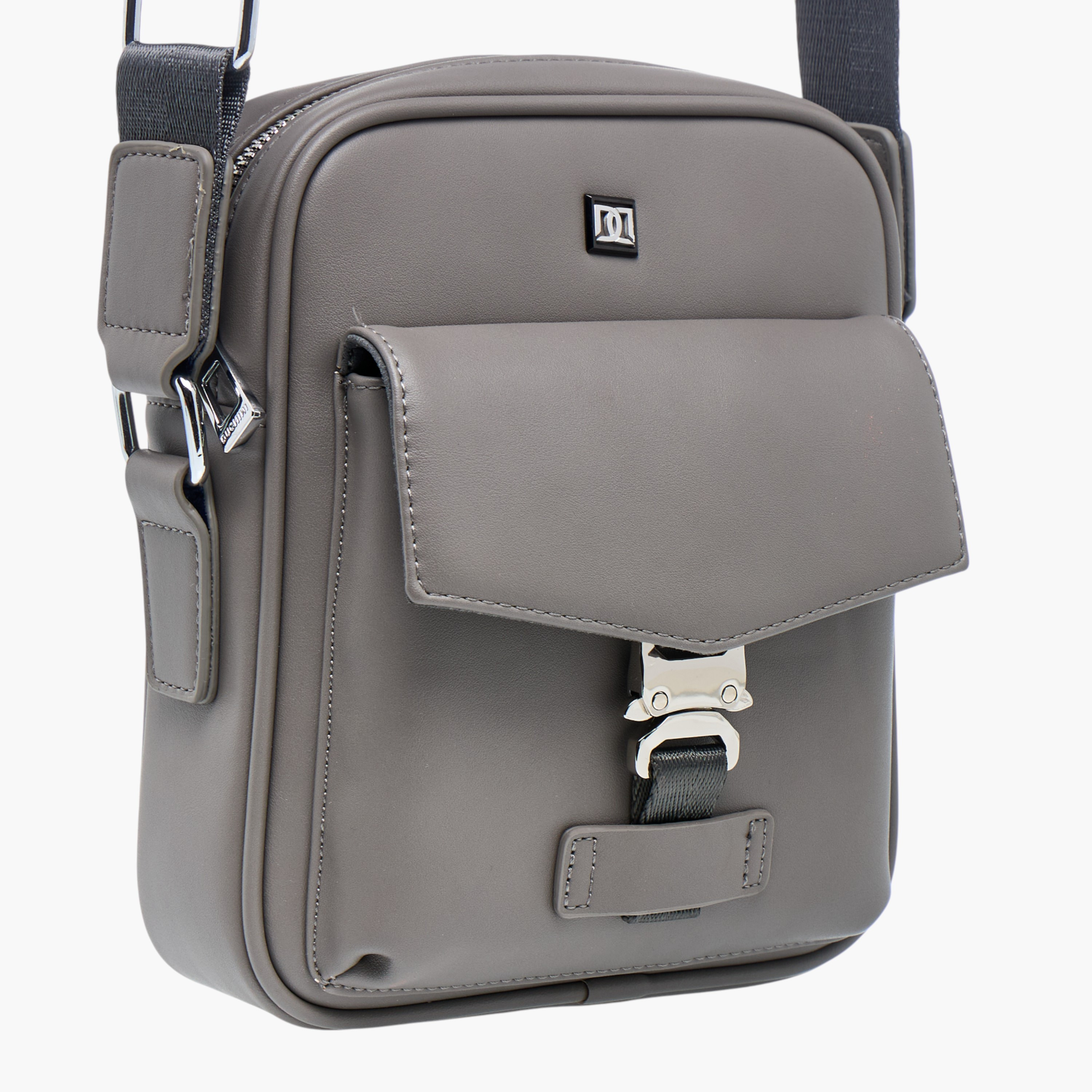 Duchini Solid Crossbody Bag with Adjustable Strap-men-bags-image-4