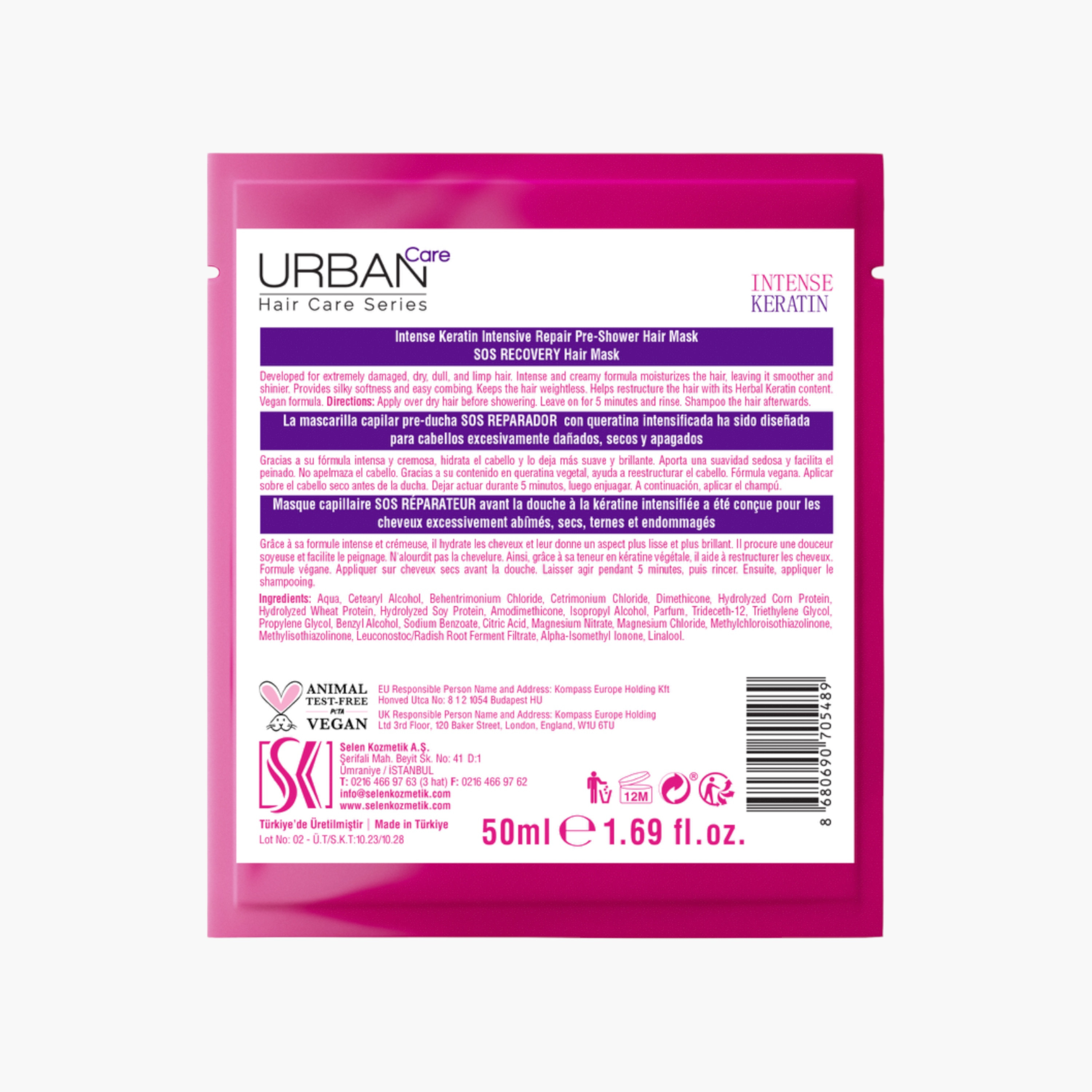 Urban Care Intense Keratin S.O.S Recovery Pre-Wash Hair Mask - 50 ml-beautyandpersonalcare-hair-haircare-hairmasksandcreams-image-2