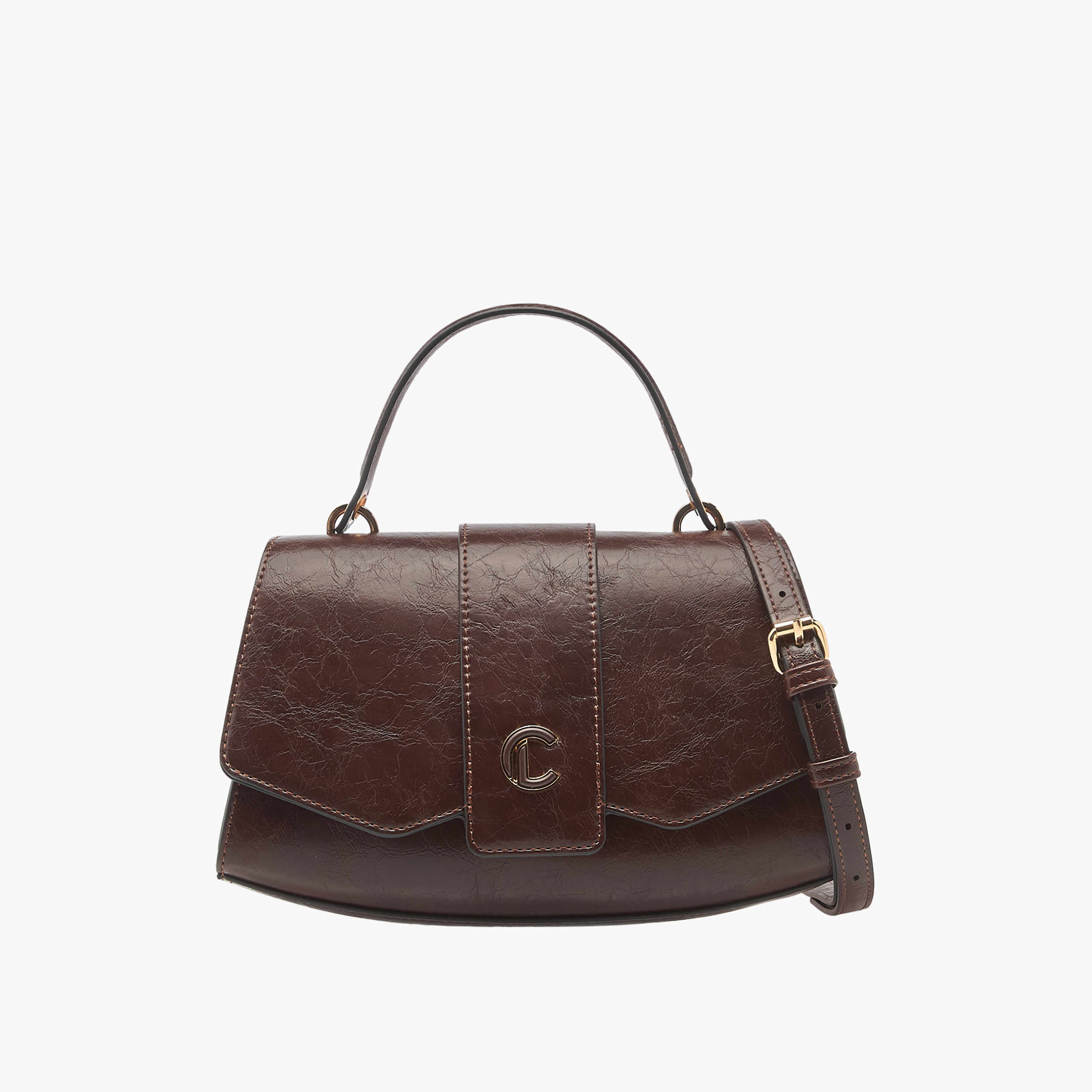 Le Confort Solid Satchel Bag with Detachable Strap and Button Closure-women-bagsandwallets-handbags-image-1