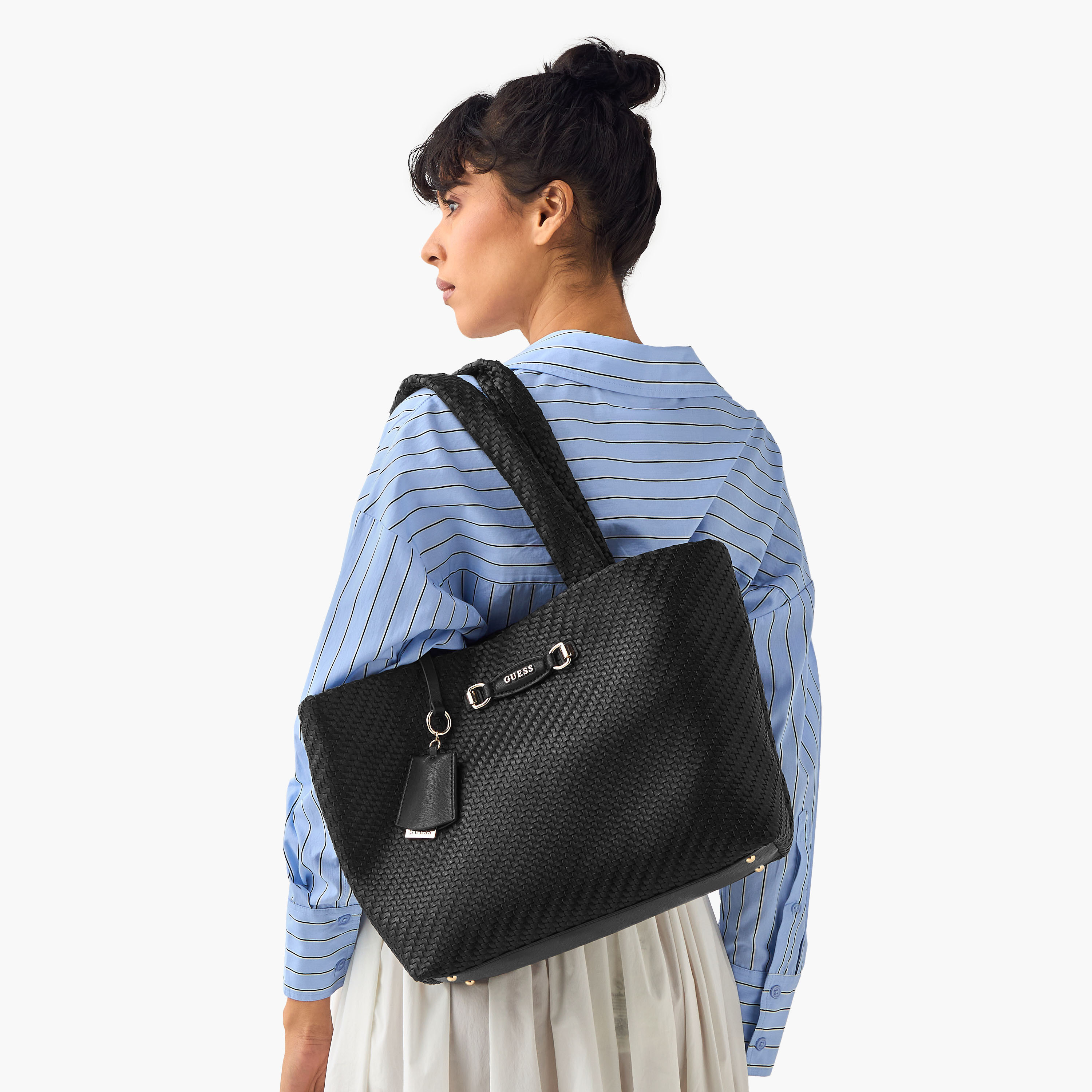 Guess Textured Tote Bag with Zip Closure-women-bagsandwallets-handbags-image-2