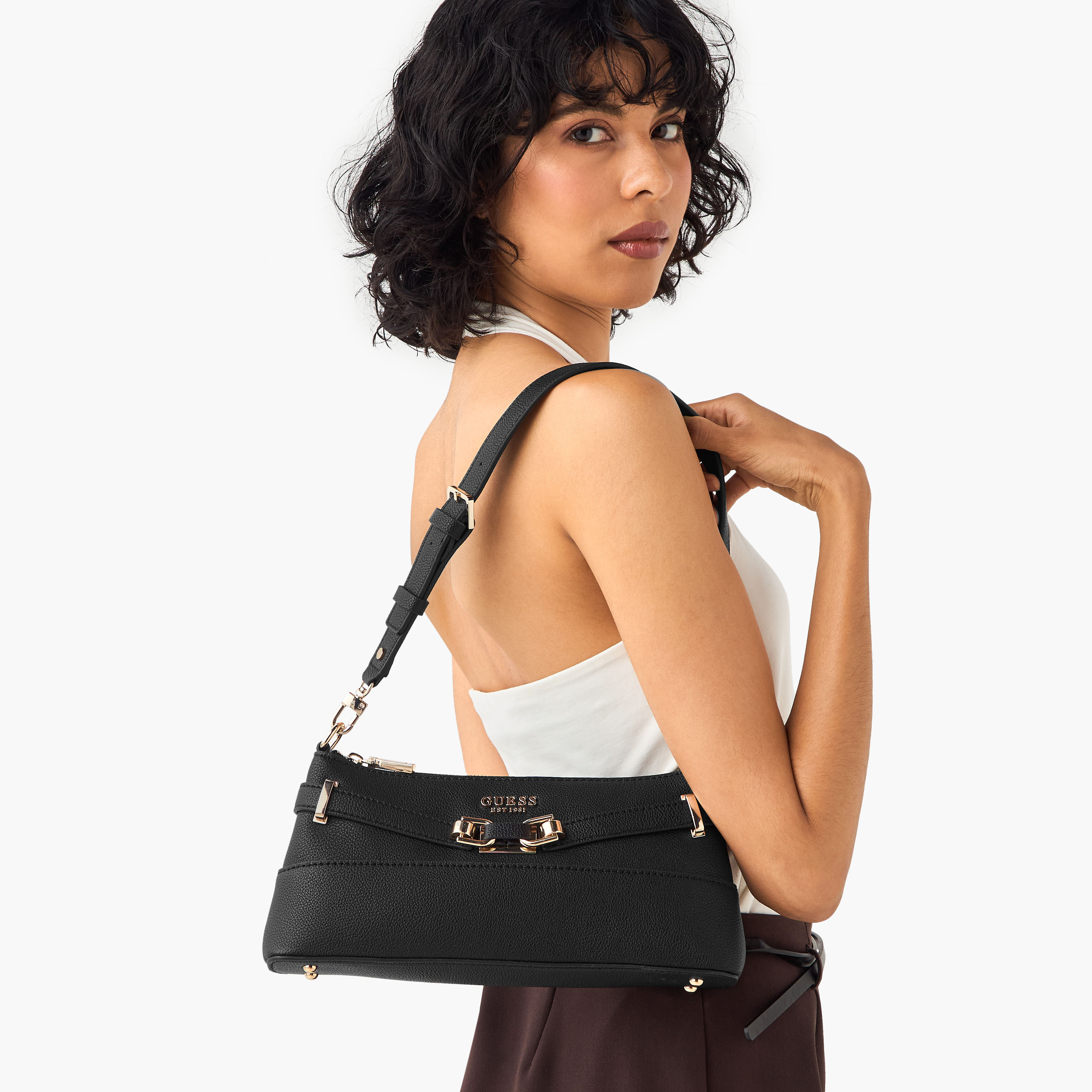 Guess Silvye Textured Shoulder Bag with Zip Closure-women-bagsandwallets-handbags-image-2