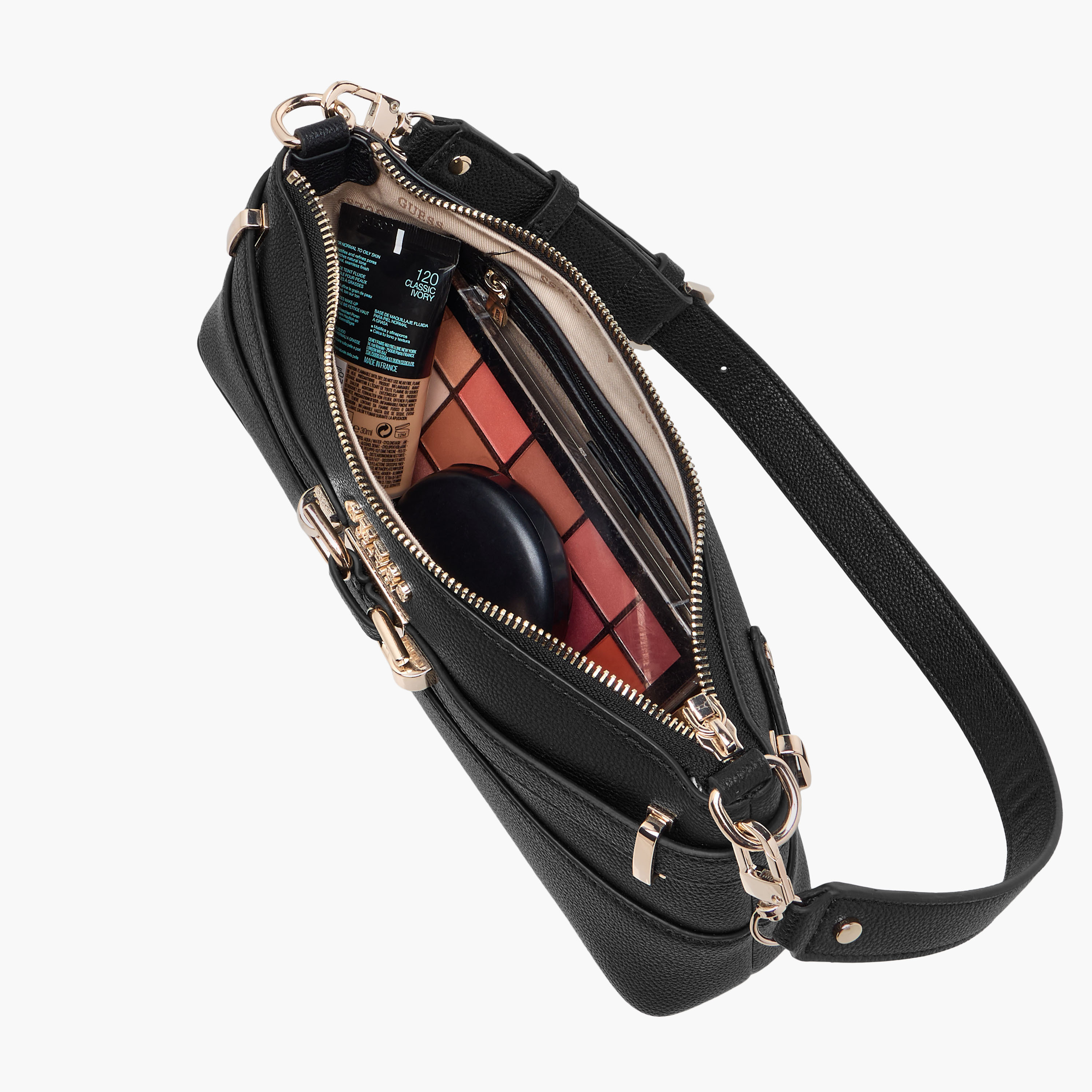 Guess Silvye Textured Shoulder Bag with Zip Closure-women-bagsandwallets-handbags-image-8