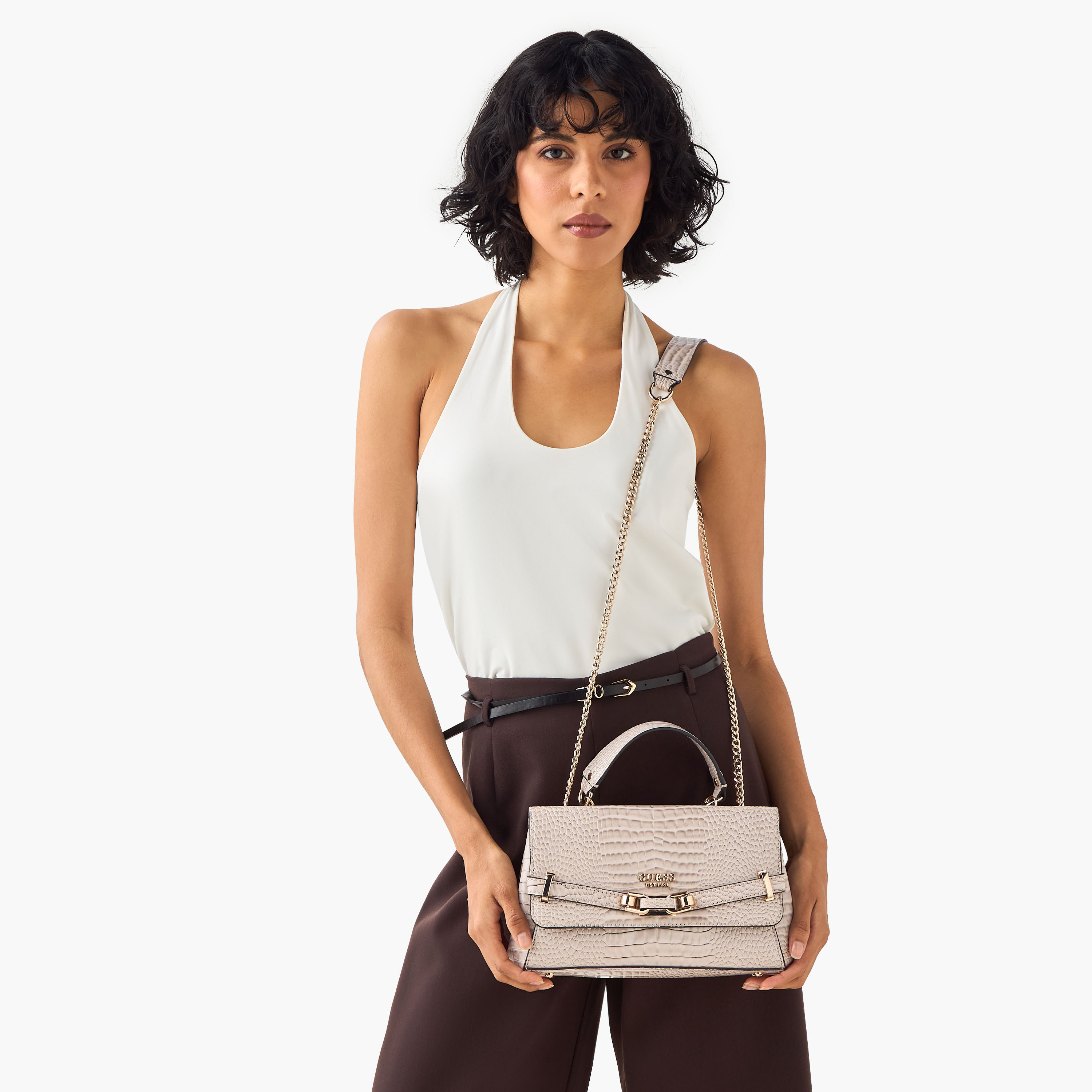 Shop Guess Silvye Textured Convertible Crossbody Bag with