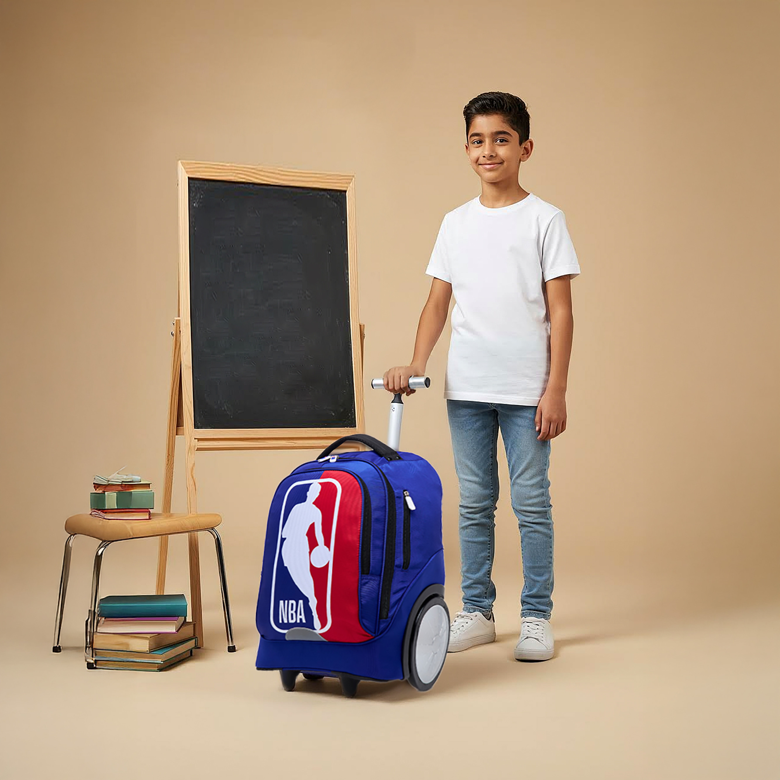 NBA Graphic Trolley Bag for Boys 8-13 Years with Adjustable Handle Height -school-bagsandbackpacks-trolleybags-image-3