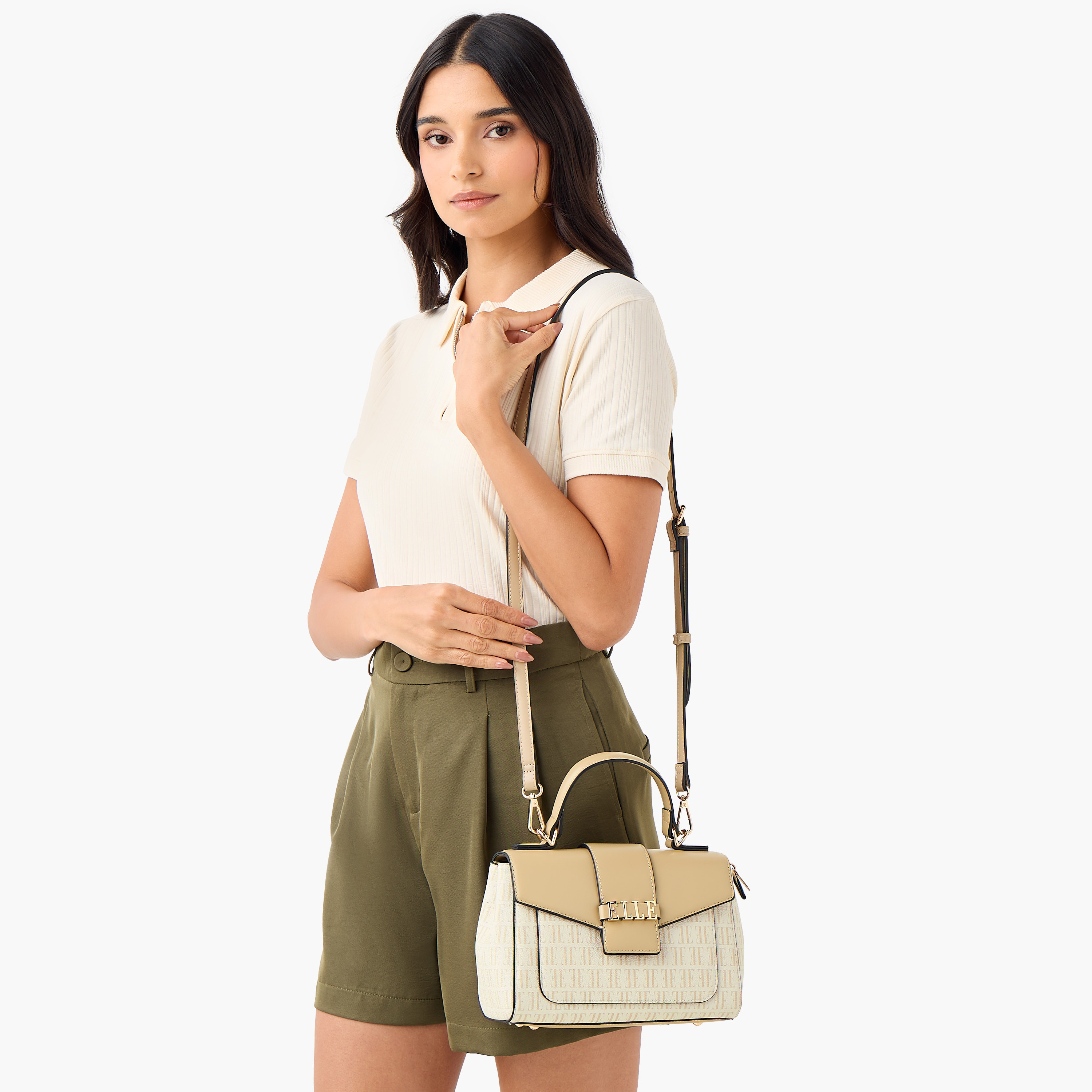 Elle Monogram Print Satchel Bag with Top Handle-women-bagsandwallets-handbags-image-2