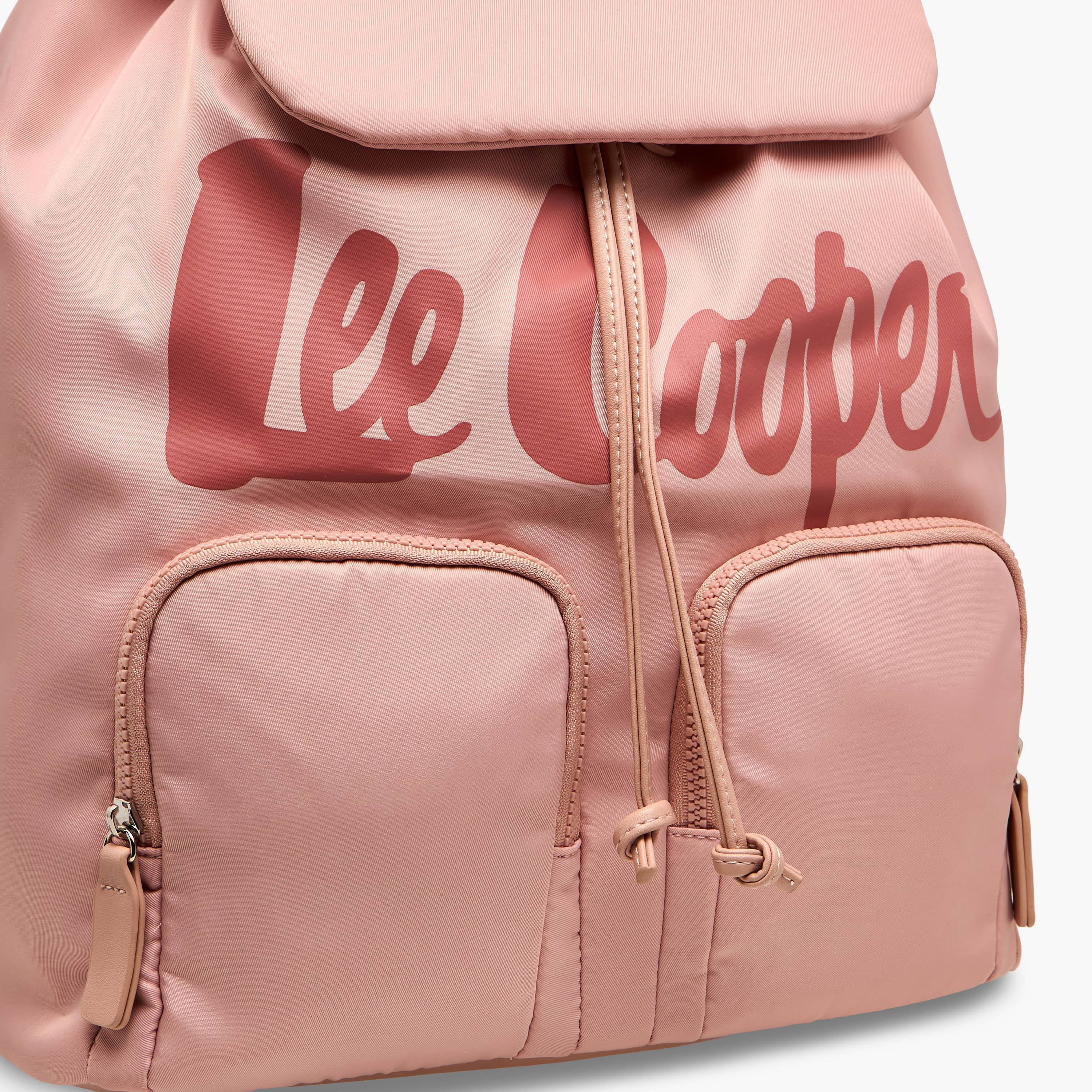 Lee Cooper Logo Print Backpack with Adjustable Straps and Drawstring Closure - 15x30x43 cm-men-bags-image-4