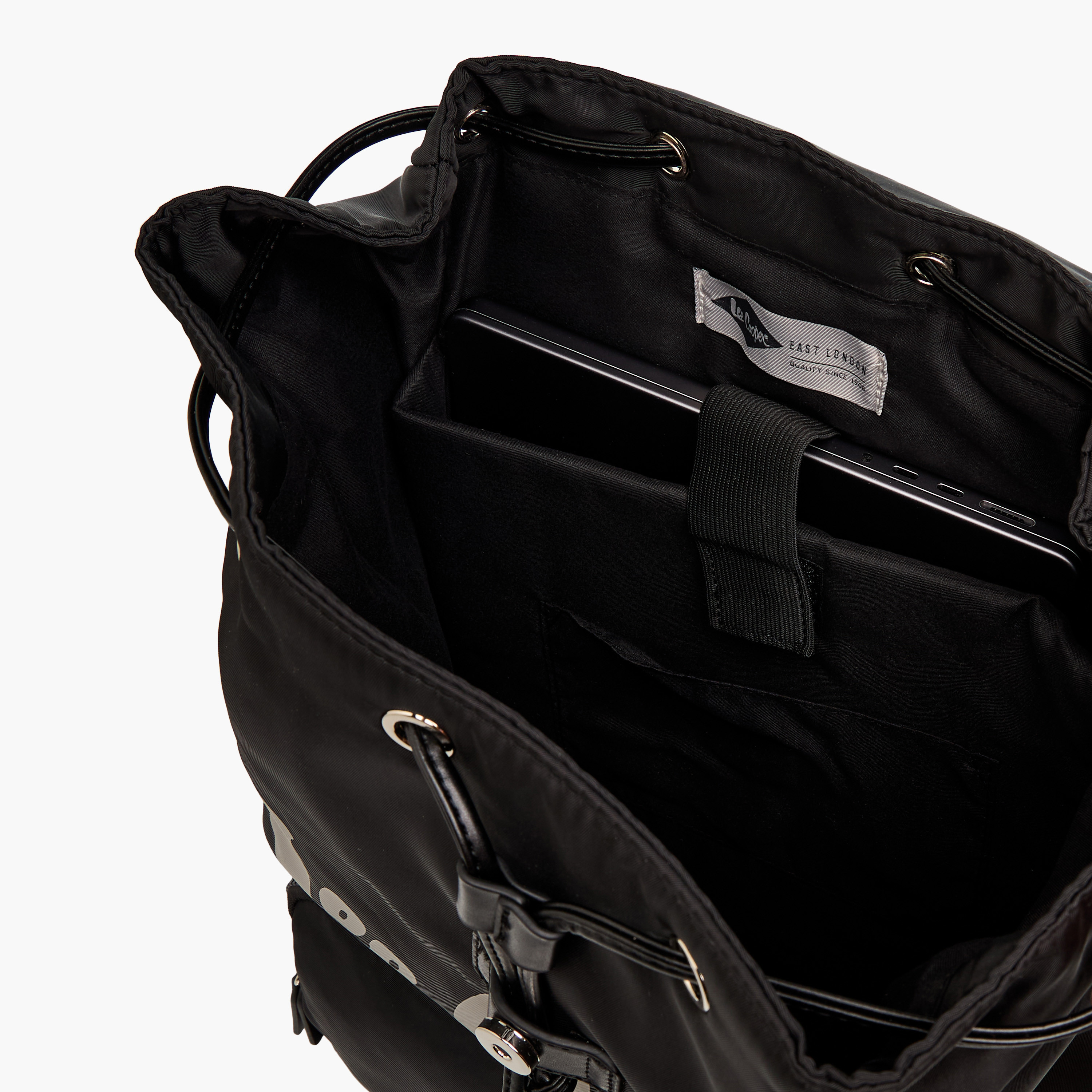 Lee Cooper Logo Print Backpack with Adjustable Straps and Drawstring Closure - 15x30x43 cm-men-bags-image-6