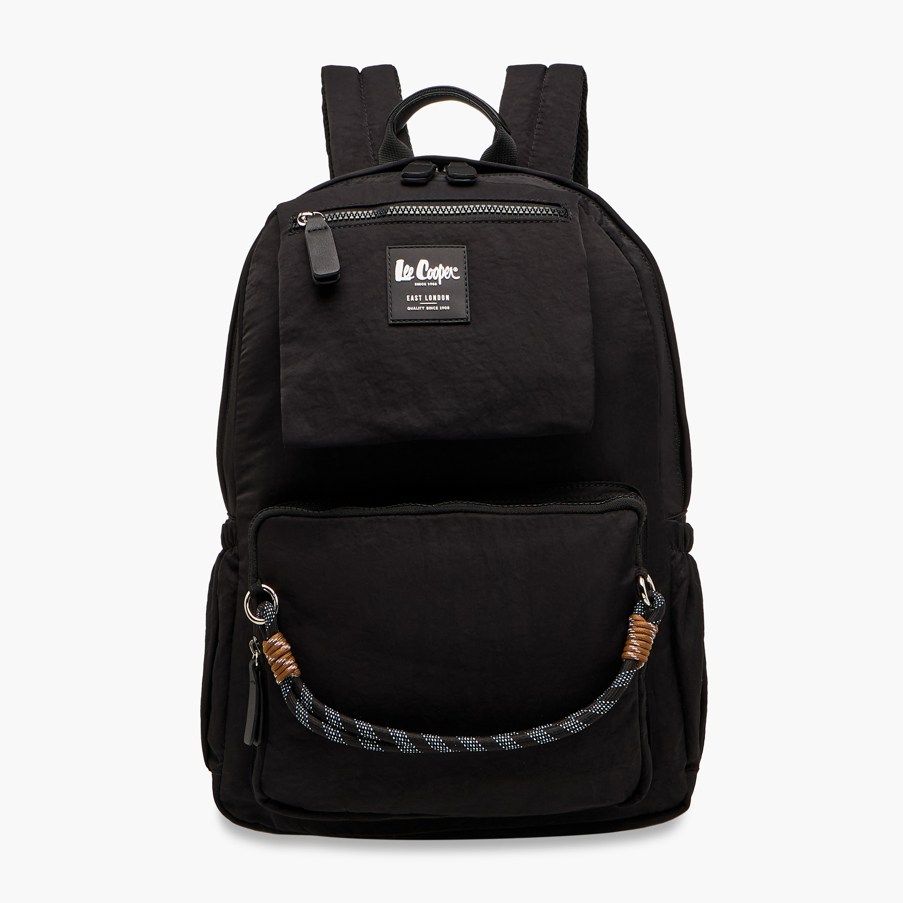 Lee Cooper Rope Accent Backpack with Adjustable Shoulder Straps and Zip Closure - 13x30x40 cm-men-bags-image-1