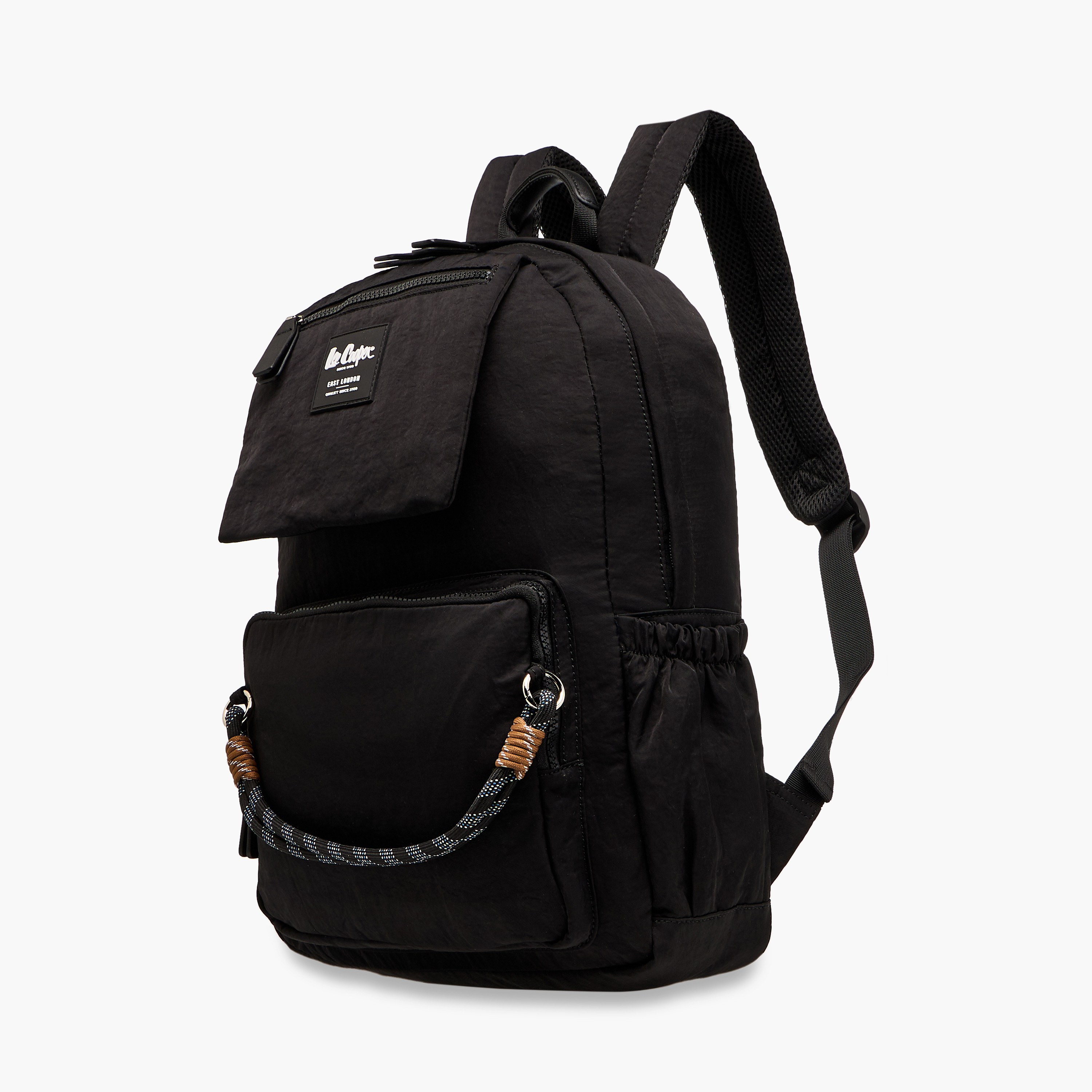 Lee Cooper Rope Accent Backpack with Adjustable Shoulder Straps and Zip Closure - 13x30x40 cm-men-bags-image-2