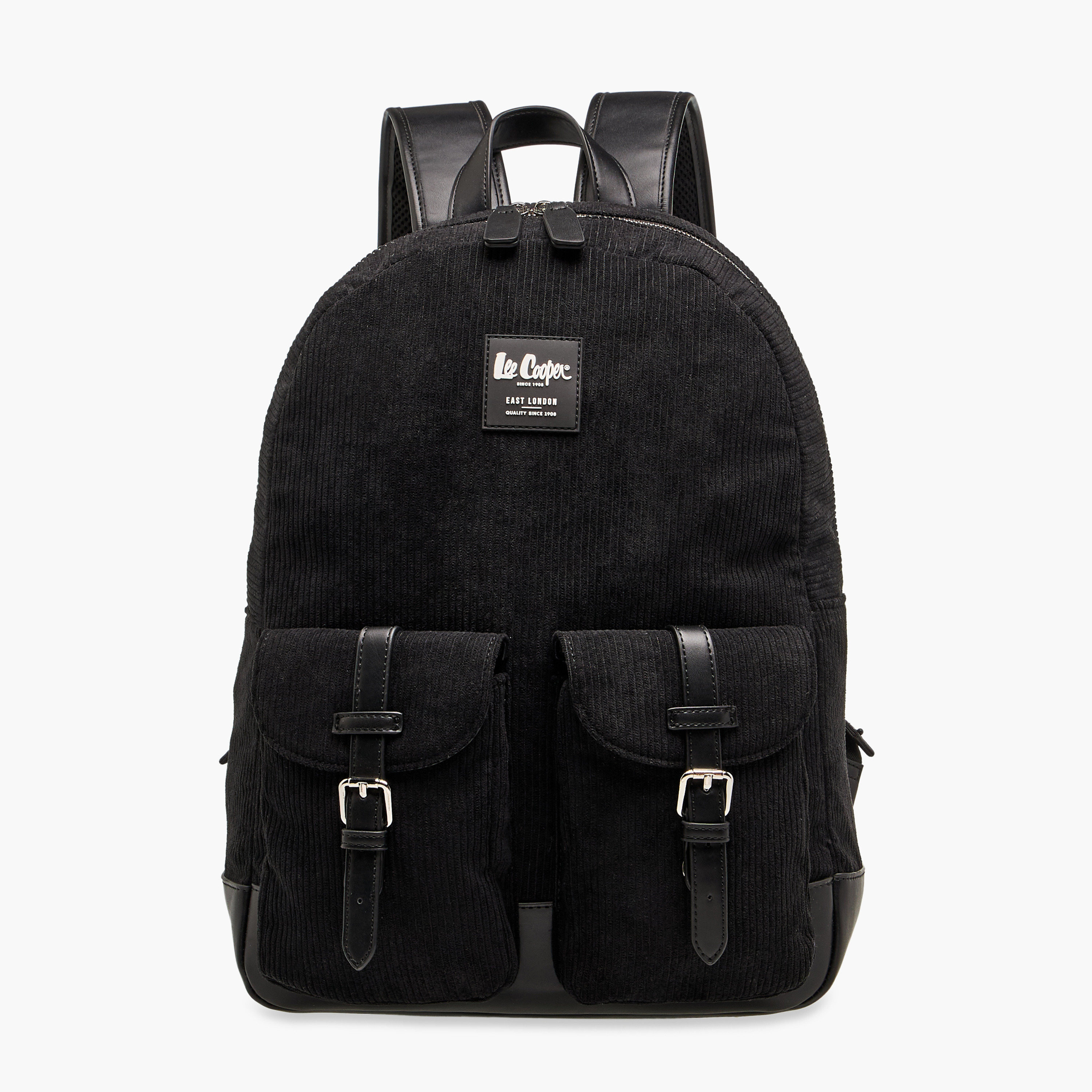 Lee Cooper Corduroy Backpack with Adjustable Shoulder Straps and Zip Closure - 15x33x40 cm-men-bags-image-1
