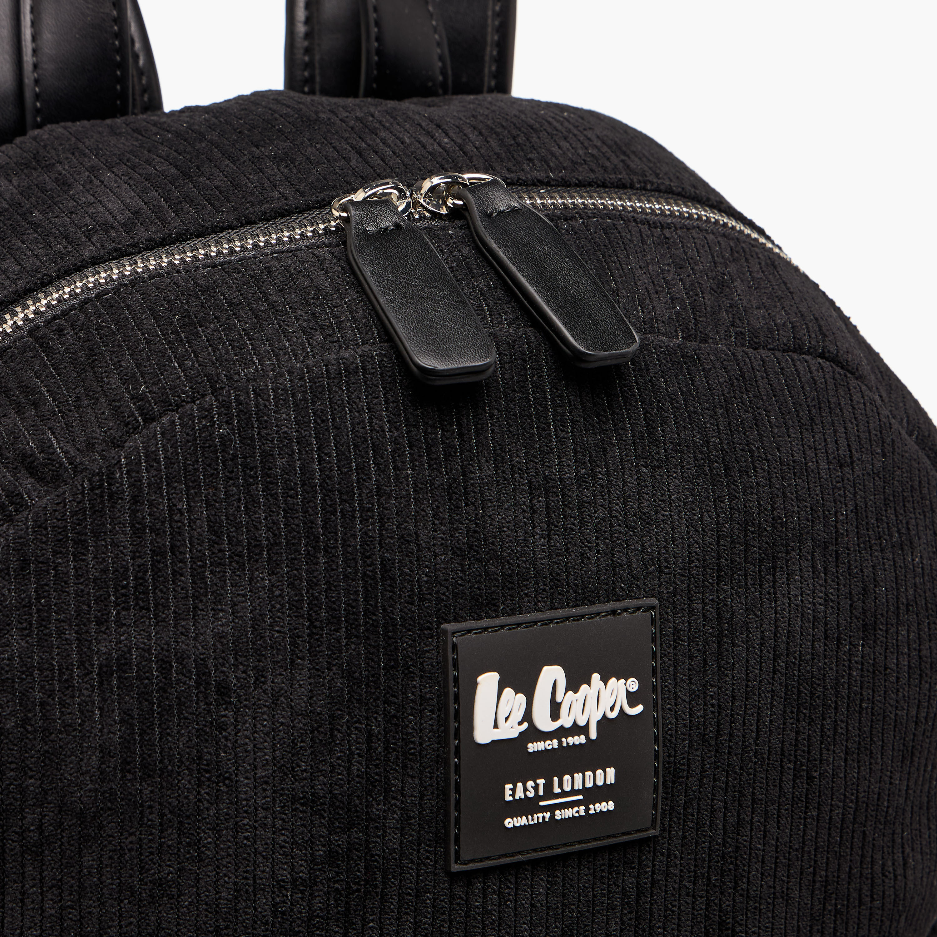 Lee Cooper Corduroy Backpack with Adjustable Shoulder Straps and Zip Closure - 15x33x40 cm-men-bags-image-4