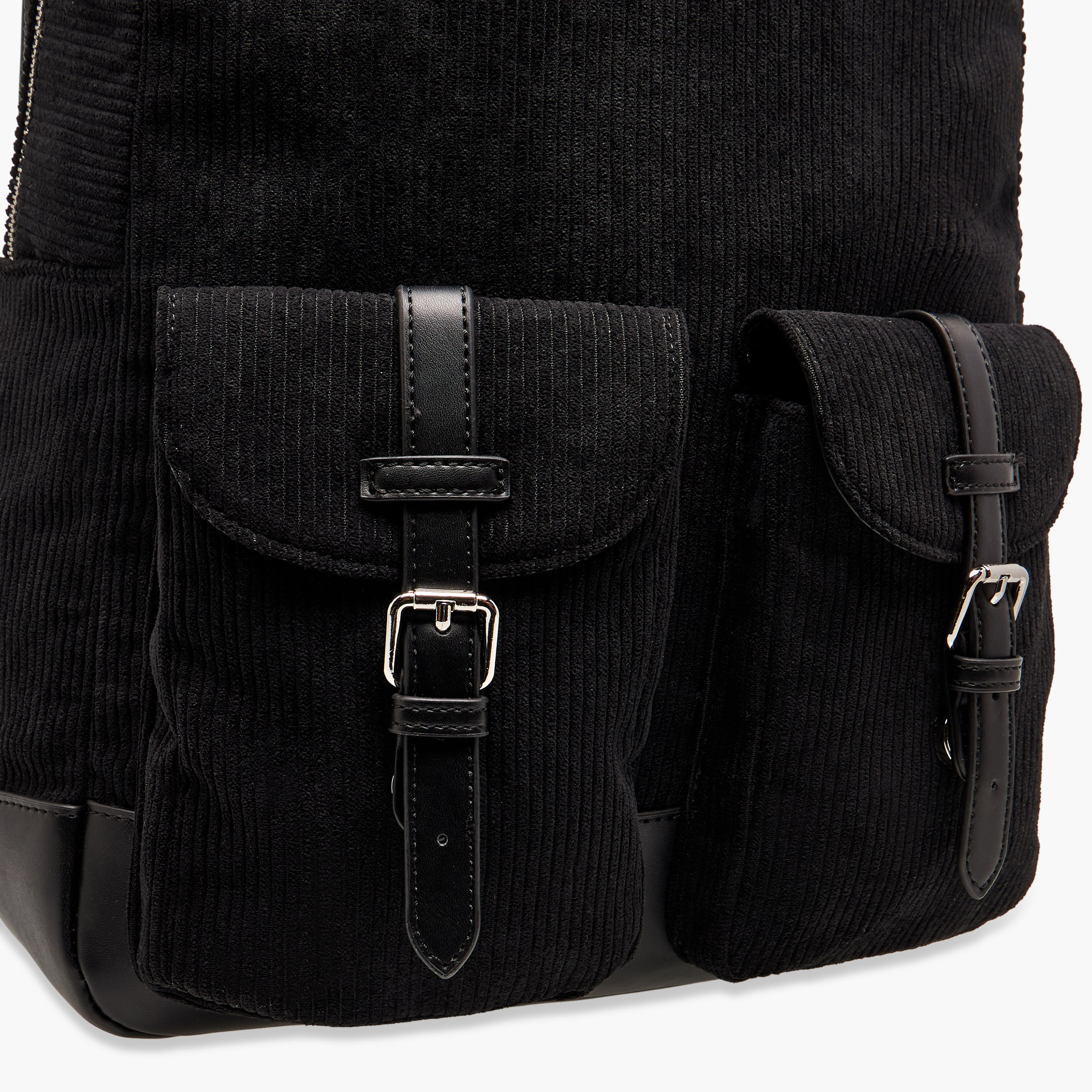 Lee Cooper Corduroy Backpack with Adjustable Shoulder Straps and Zip Closure - 15x33x40 cm-men-bags-image-5
