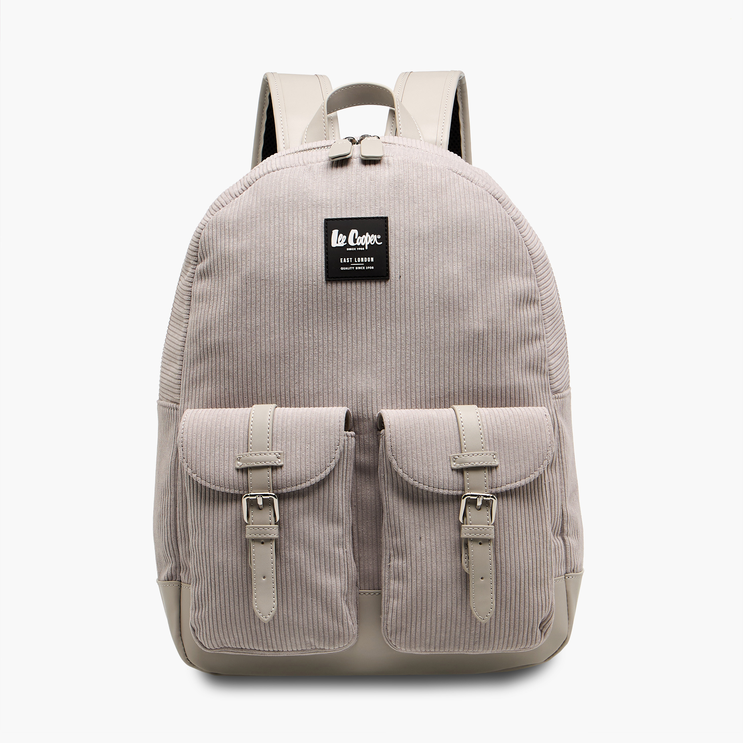 Lee Cooper Corduroy Backpack with Adjustable Shoulder Straps and Zip Closure - 15x33x40 cm-men-bags-image-1