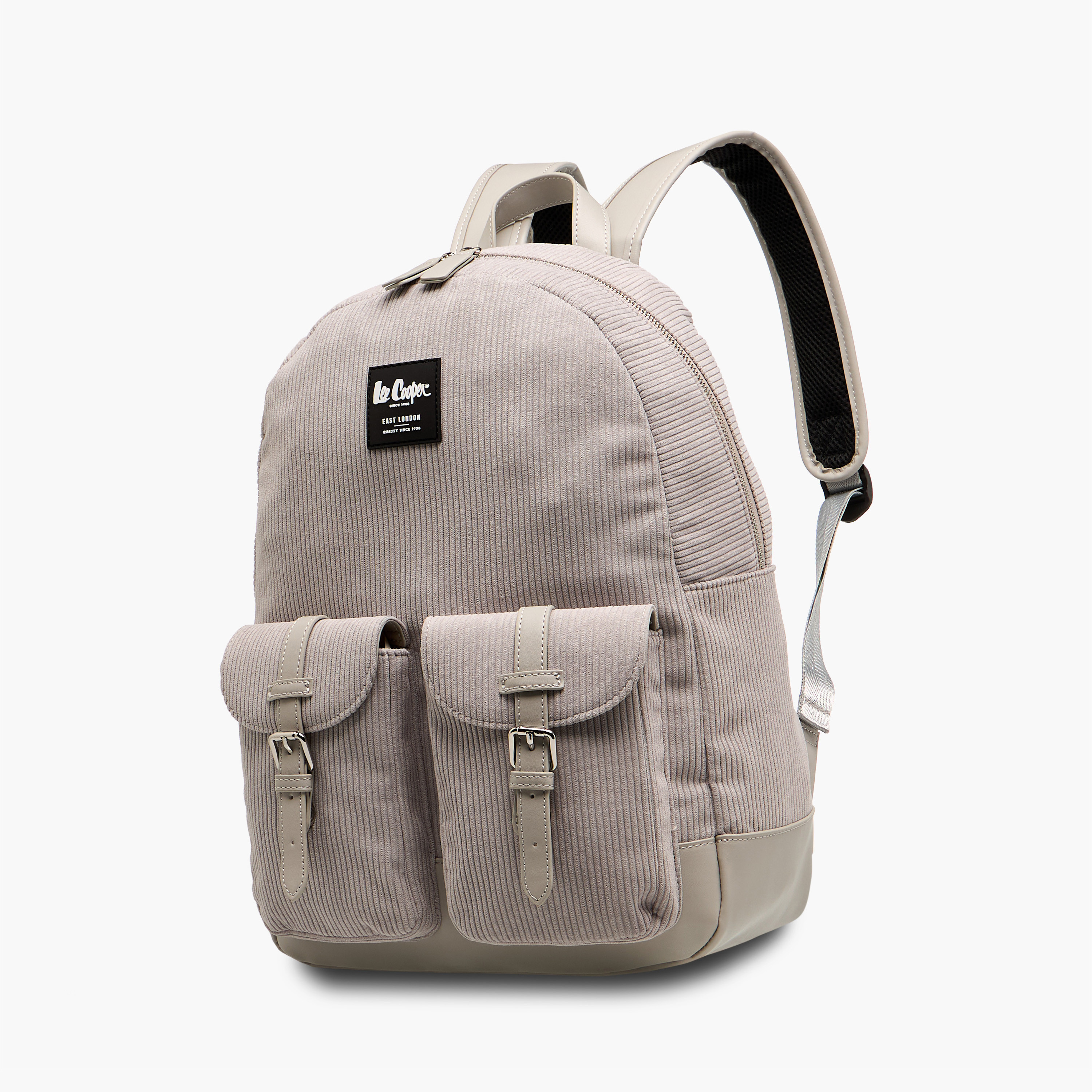 Lee Cooper Corduroy Backpack with Adjustable Shoulder Straps and Zip Closure - 15x33x40 cm-men-bags-image-2
