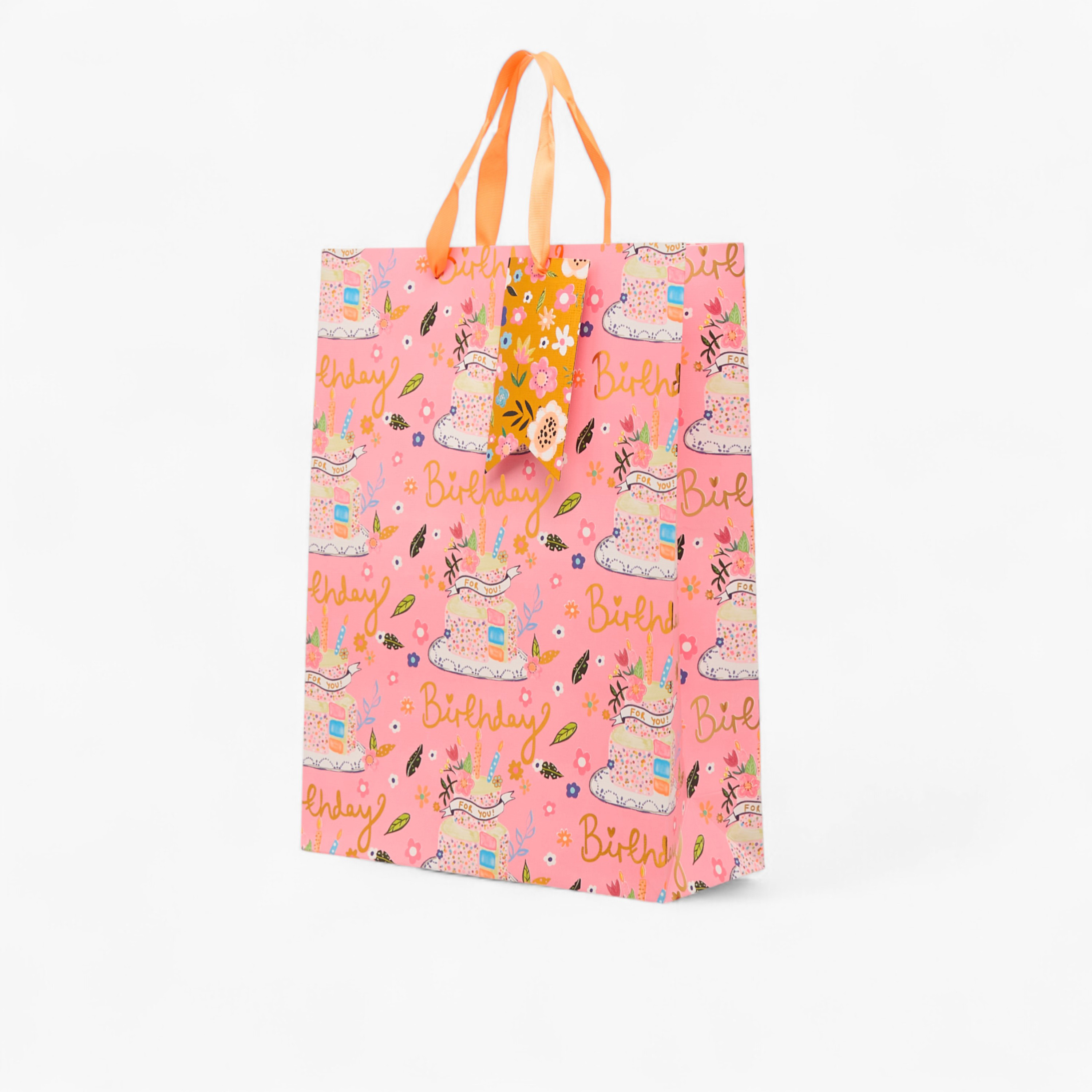 شنطة هدايا ورقية بطبعات بيرثداي من فايندز - كبيرة جدًا-household-giftingaccessories-giftings-image-2