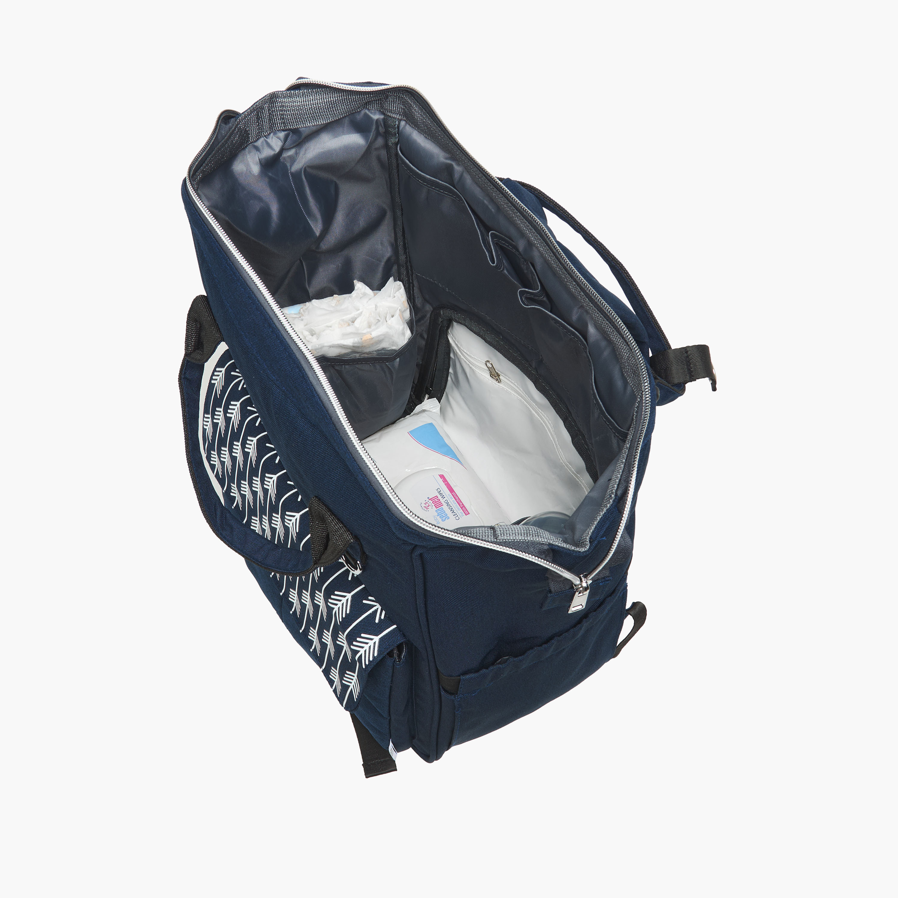 Juniors Arrow Print Diaper Backpack with Zip Closure-baby-diapering-diaperbags-image-6